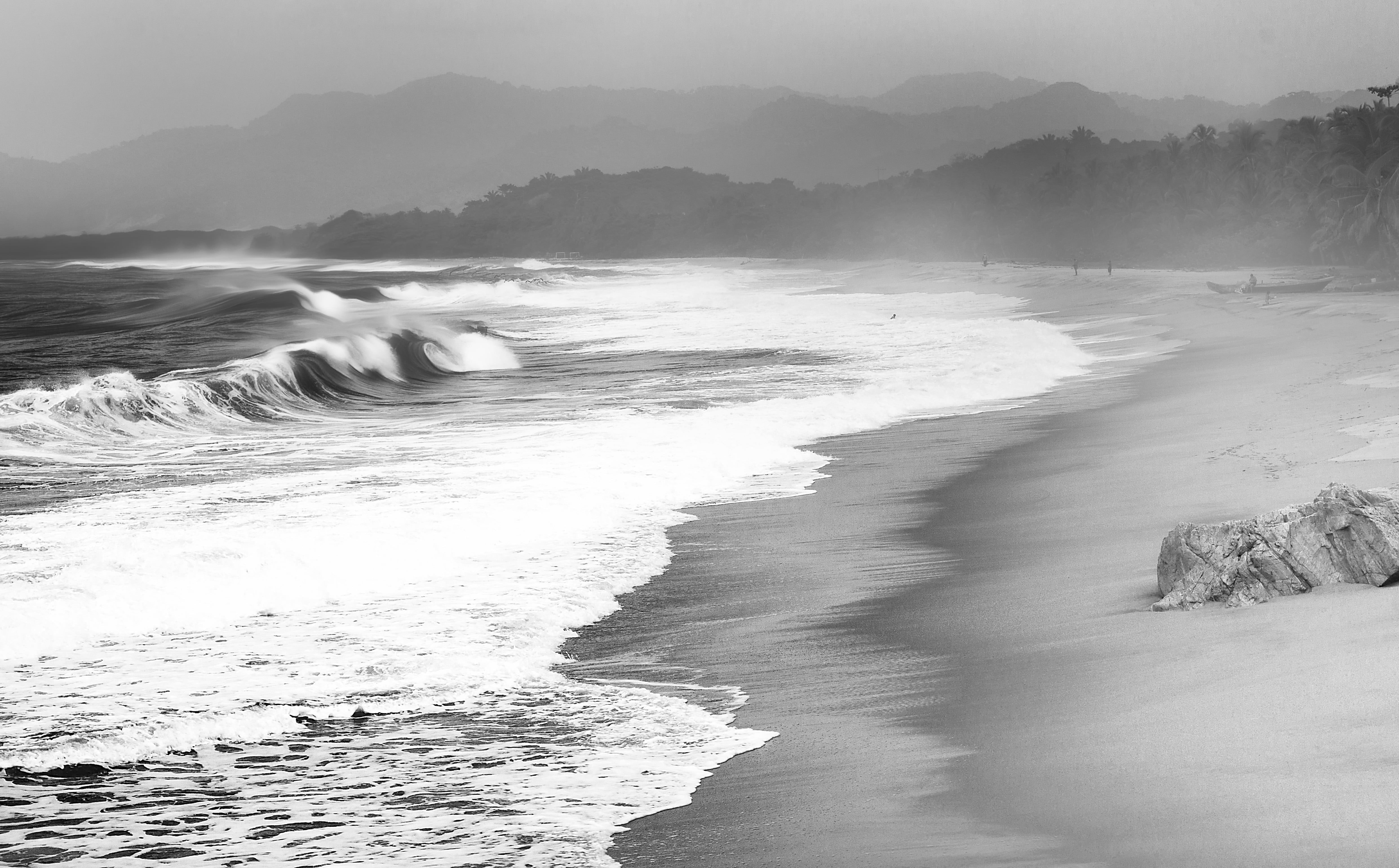 grayscale photo of beach, Mystic, bandw, mist, Santa marta, parque