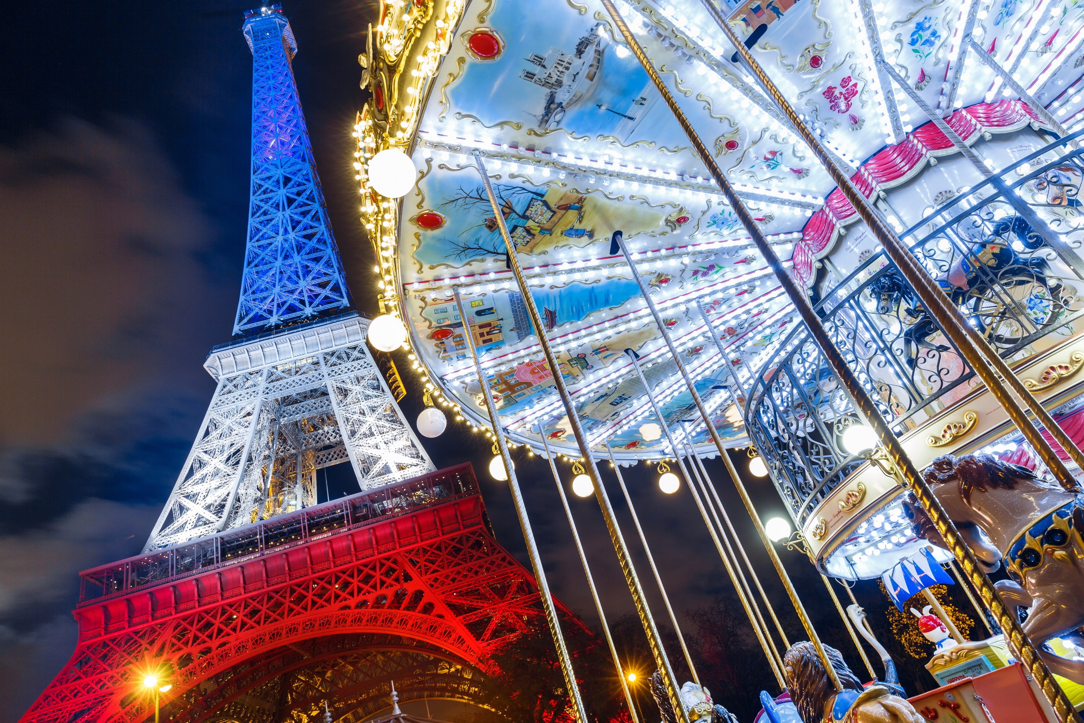Eiffel Tower, France, Paris, eiffel tower; merry go round ride
