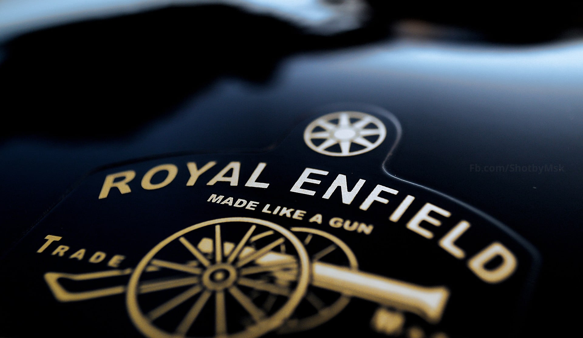 Royal Enfield logo, macro, western script, close-up, text, communication