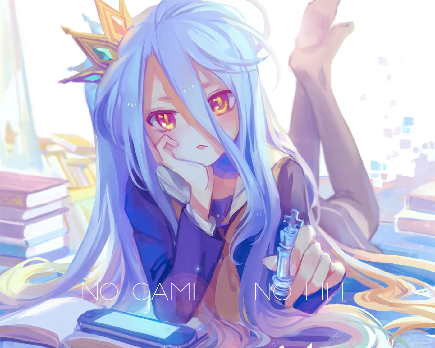 blue haired woman illustration, anime, No Game No Life, Shiro (No Game No Life)