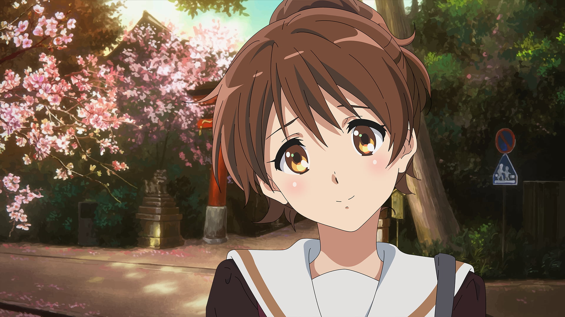anime, anime girls, school uniform, brown eyes, Oumae Kumiko