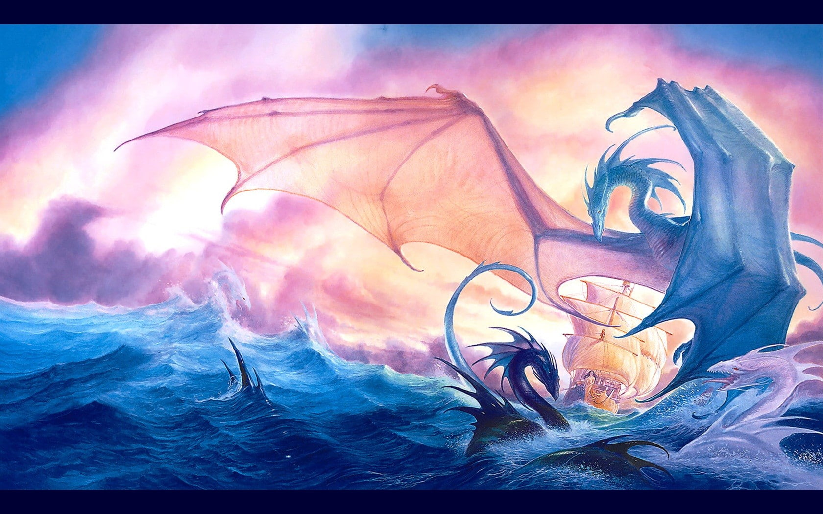 dragon john howe, art and craft, sea, painted image, fantasy