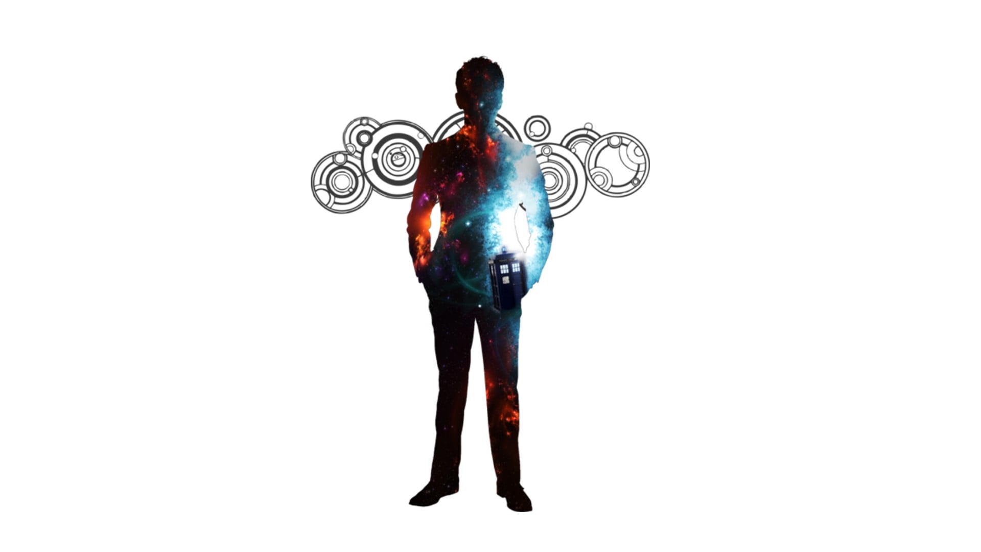 male nebula silhouette artwork, Doctor Who, The Doctor, TARDIS