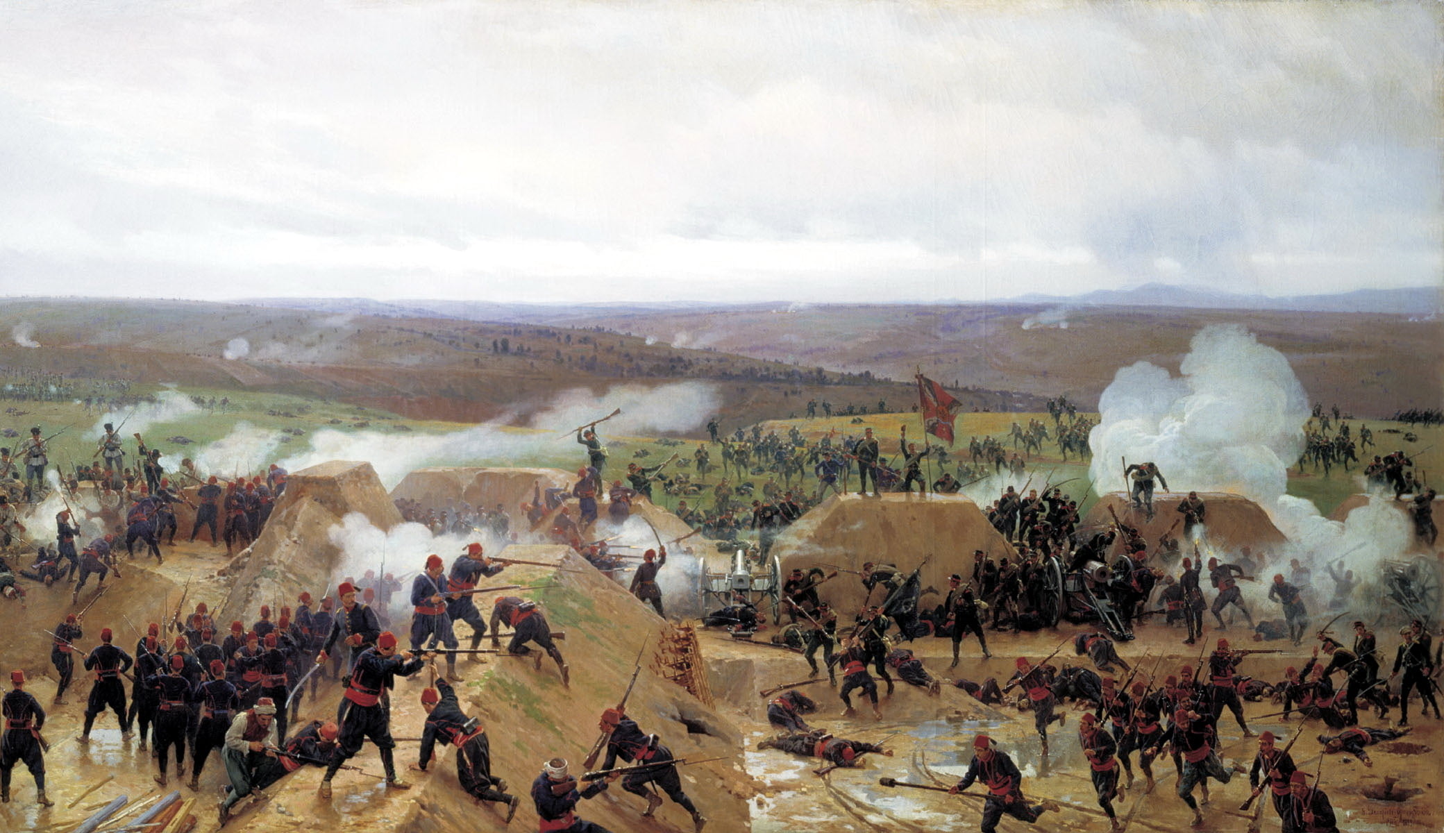 war on village \painting, the Russo-Turkish war, Nikolai Dmitriev-Orenburg