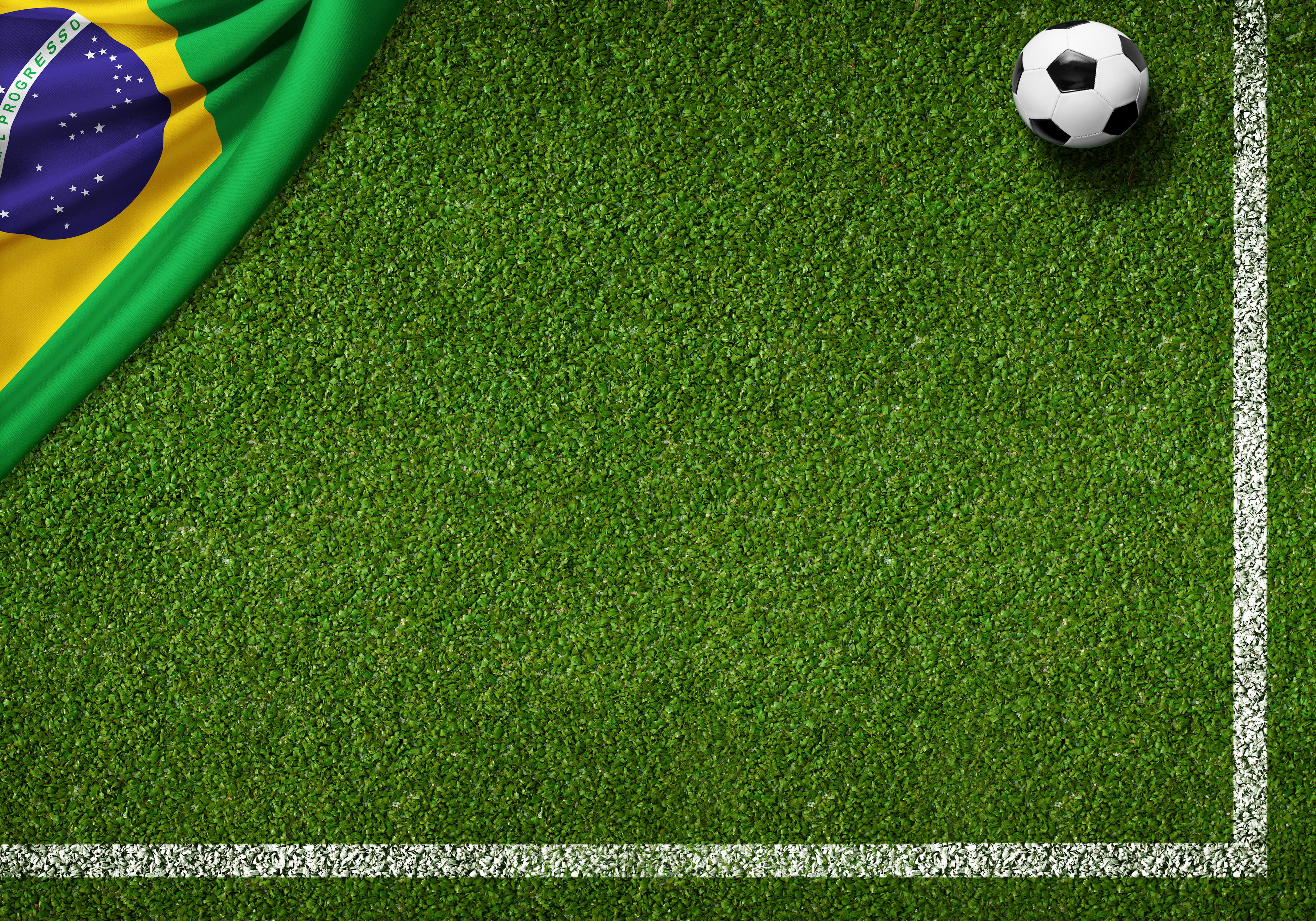 green grass and soccer ball, lawn, the ball, football, flag, football field