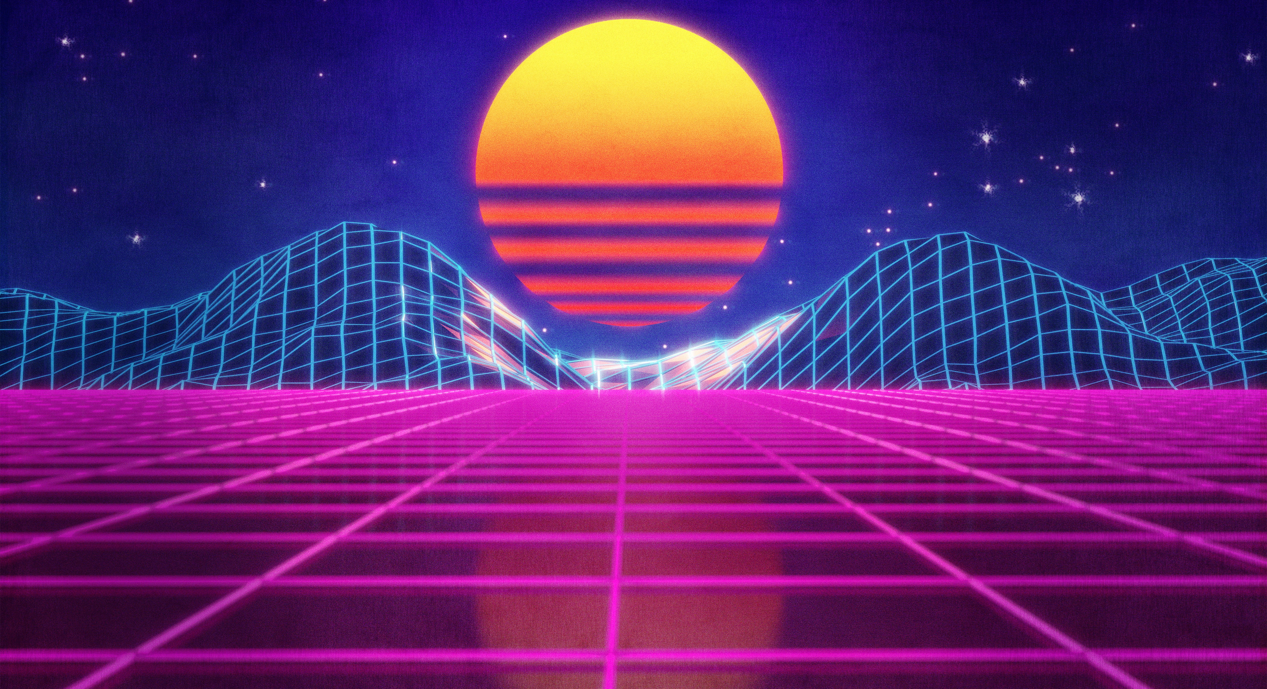The sun, Mountains, Music, Stars, Neon, Electronic, Synthpop