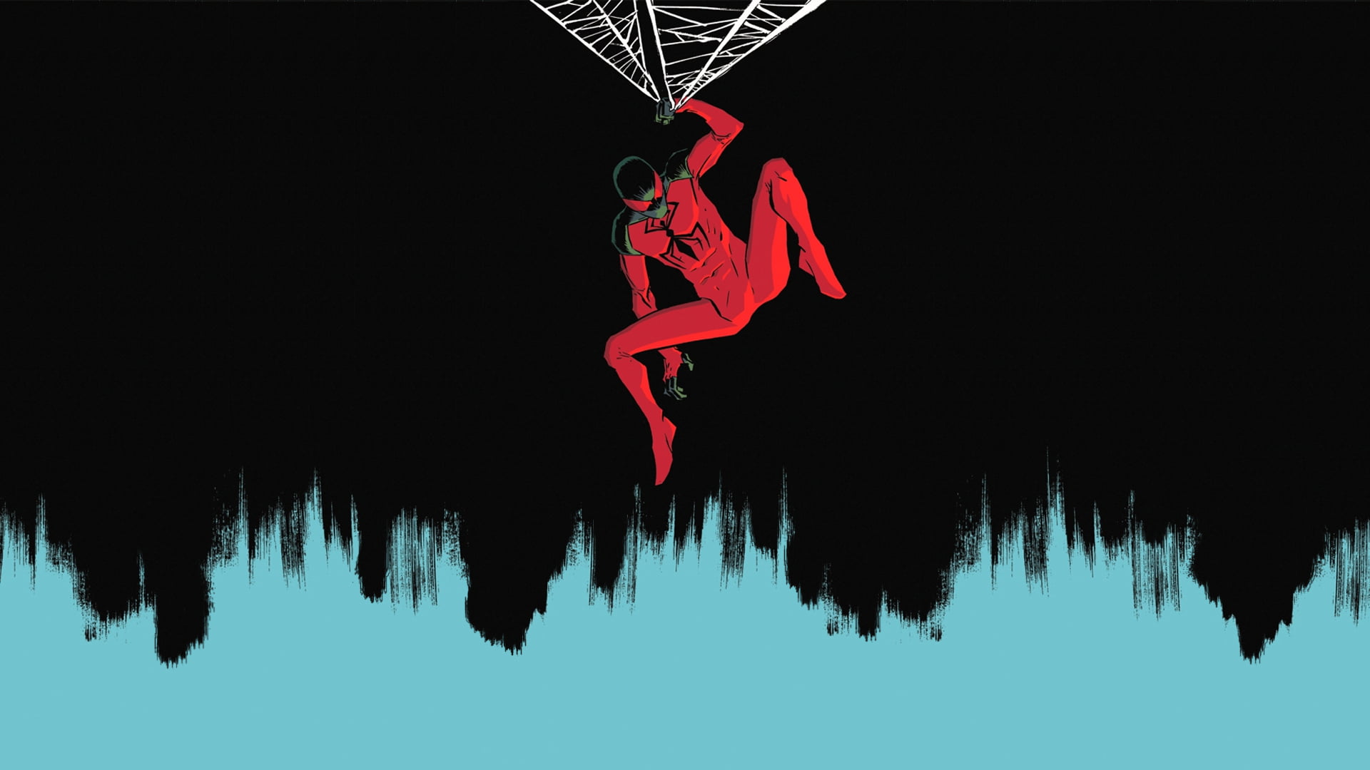 Marvel Spider-Man hanging on web illustration, Scarlet Spider