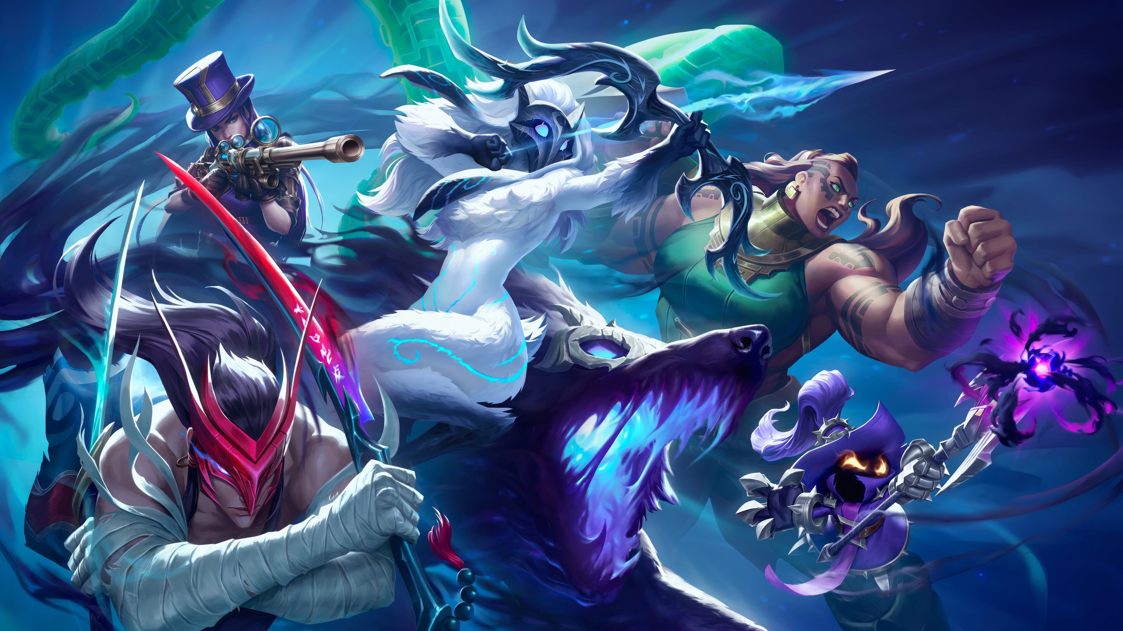 League of Legends, Kindred, yone, Caitlyn (League of Legends)