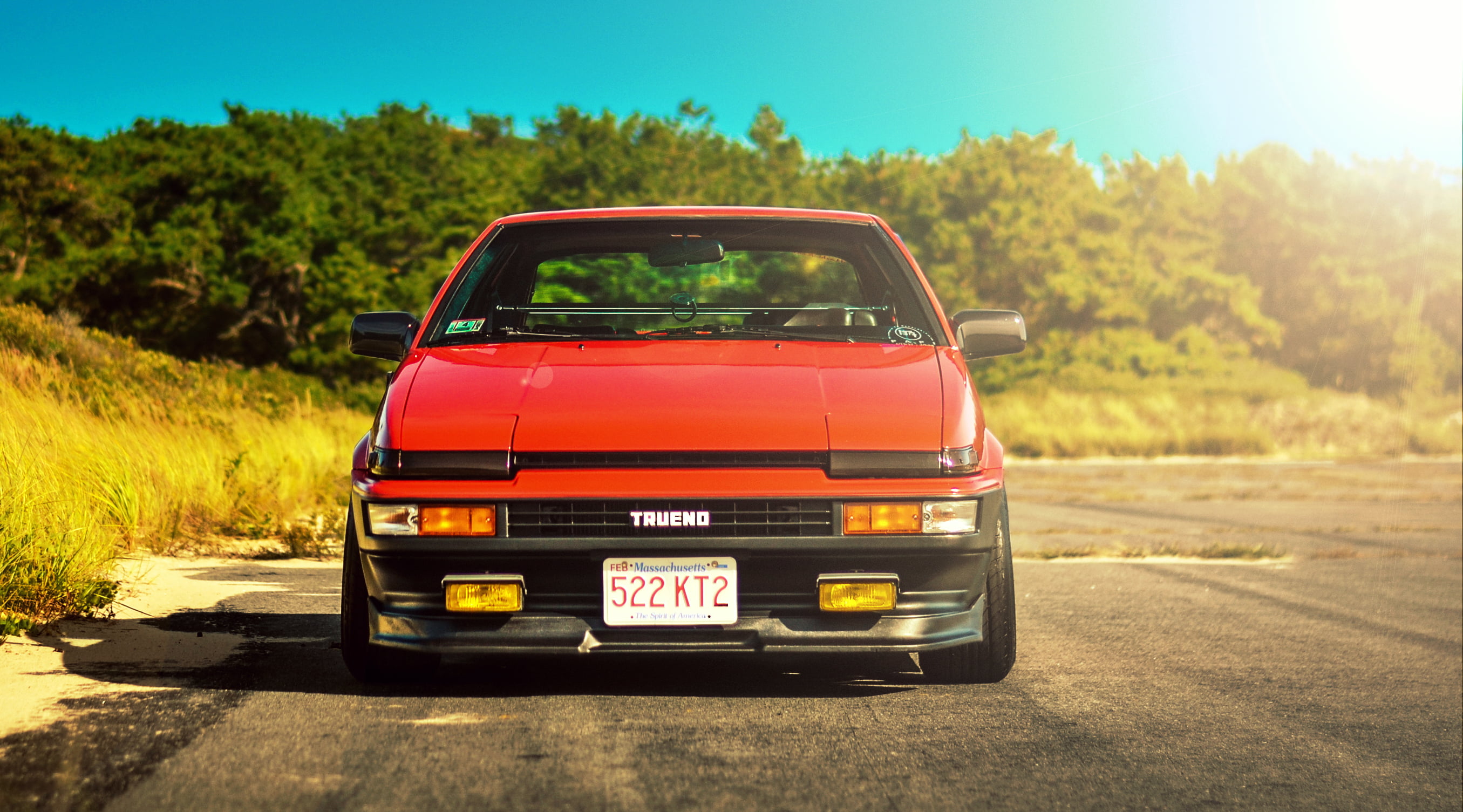 red Toyota AE86 Trueno, front, Corolla, car, land Vehicle, transportation