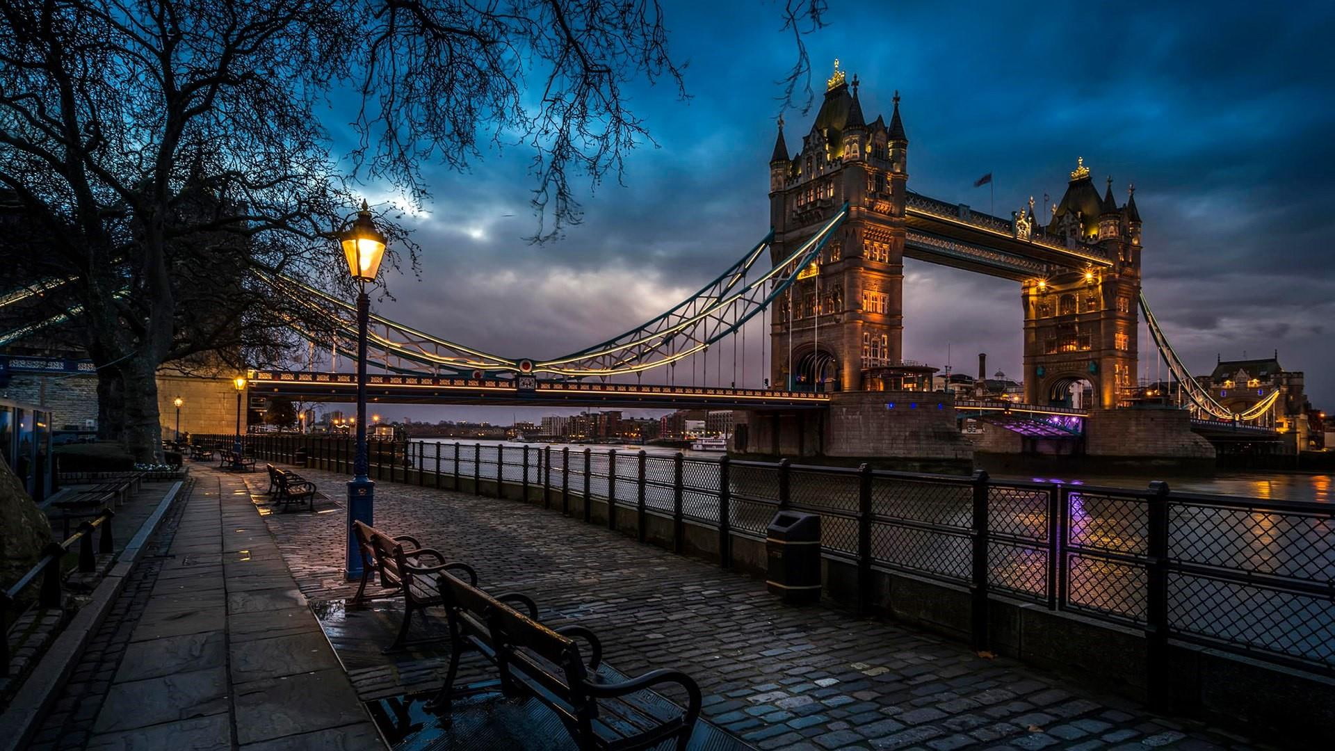 evening, europe, tower bridge, london, lighting, tourist attraction