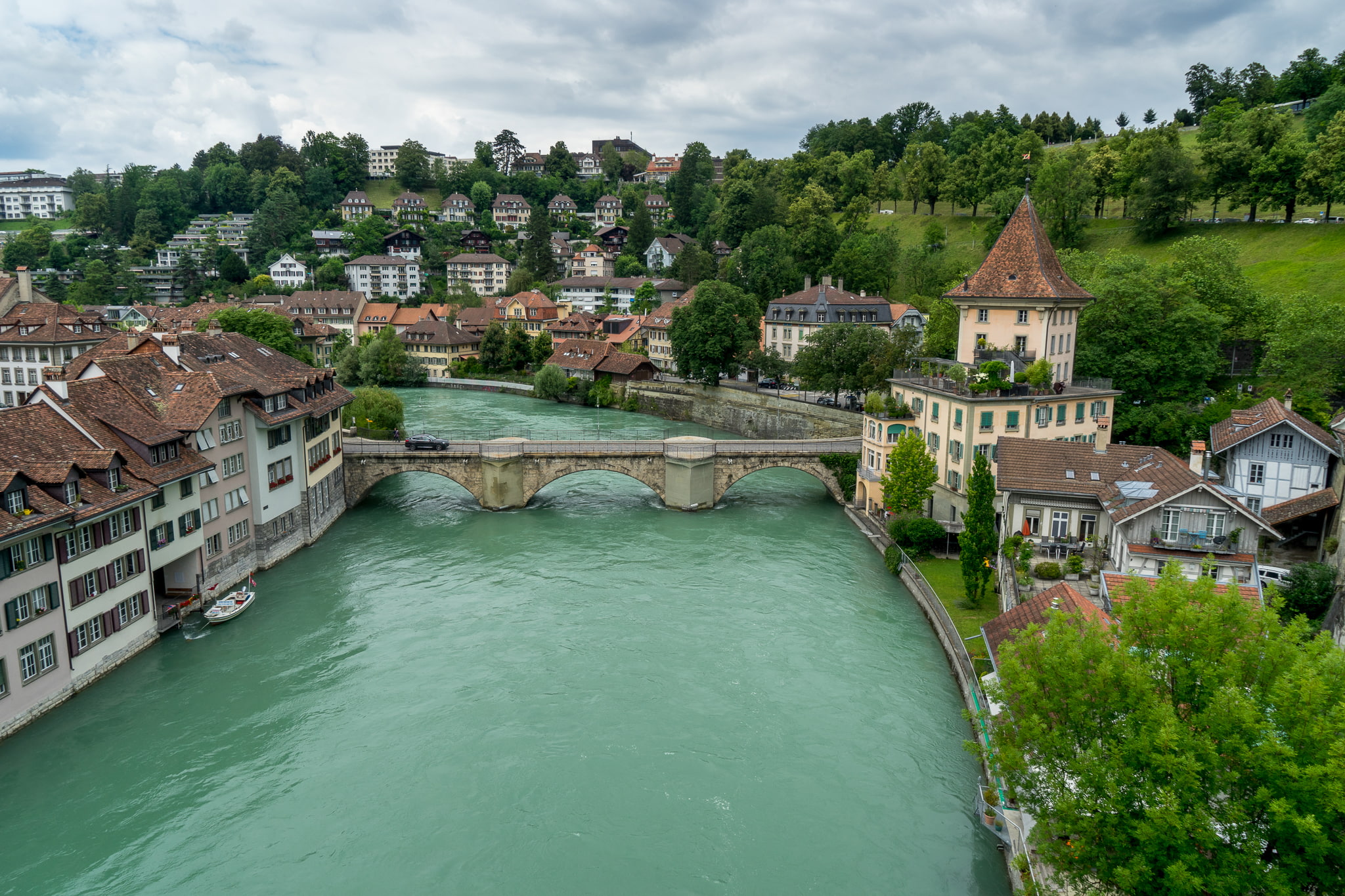 bridge, river, building, Switzerland, Bern, Aare River