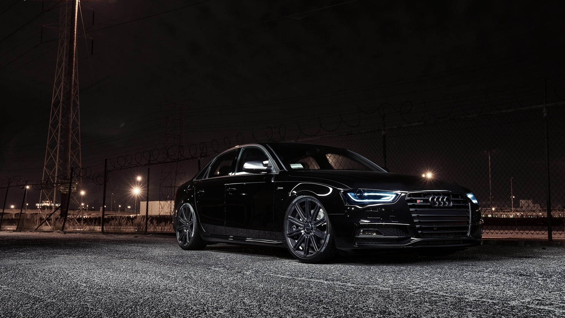 black Audi sedan, rs4, Audi S4, Audi B8, car, vehicle, night
