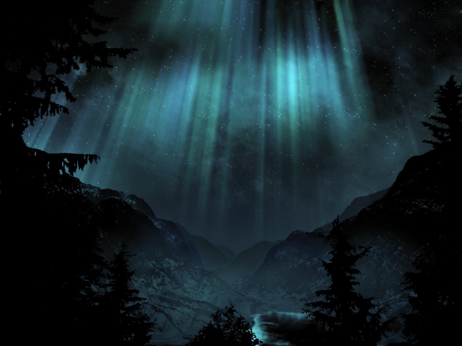 Free download | HD wallpaper: polar lights, mountains, night, Trees ...