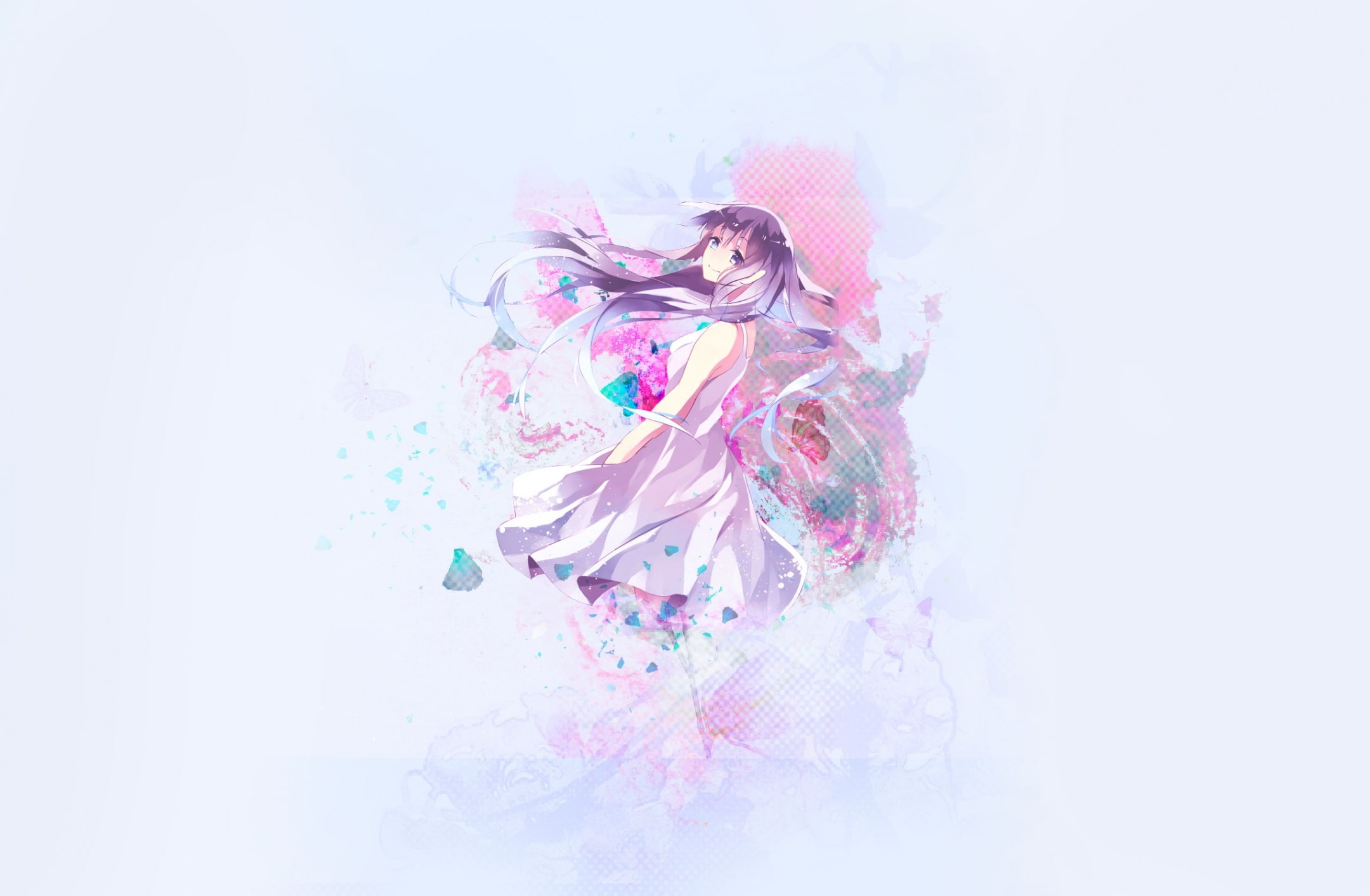 Pastel Anime, woman in pink dress wallpaper, Artistic, colorful