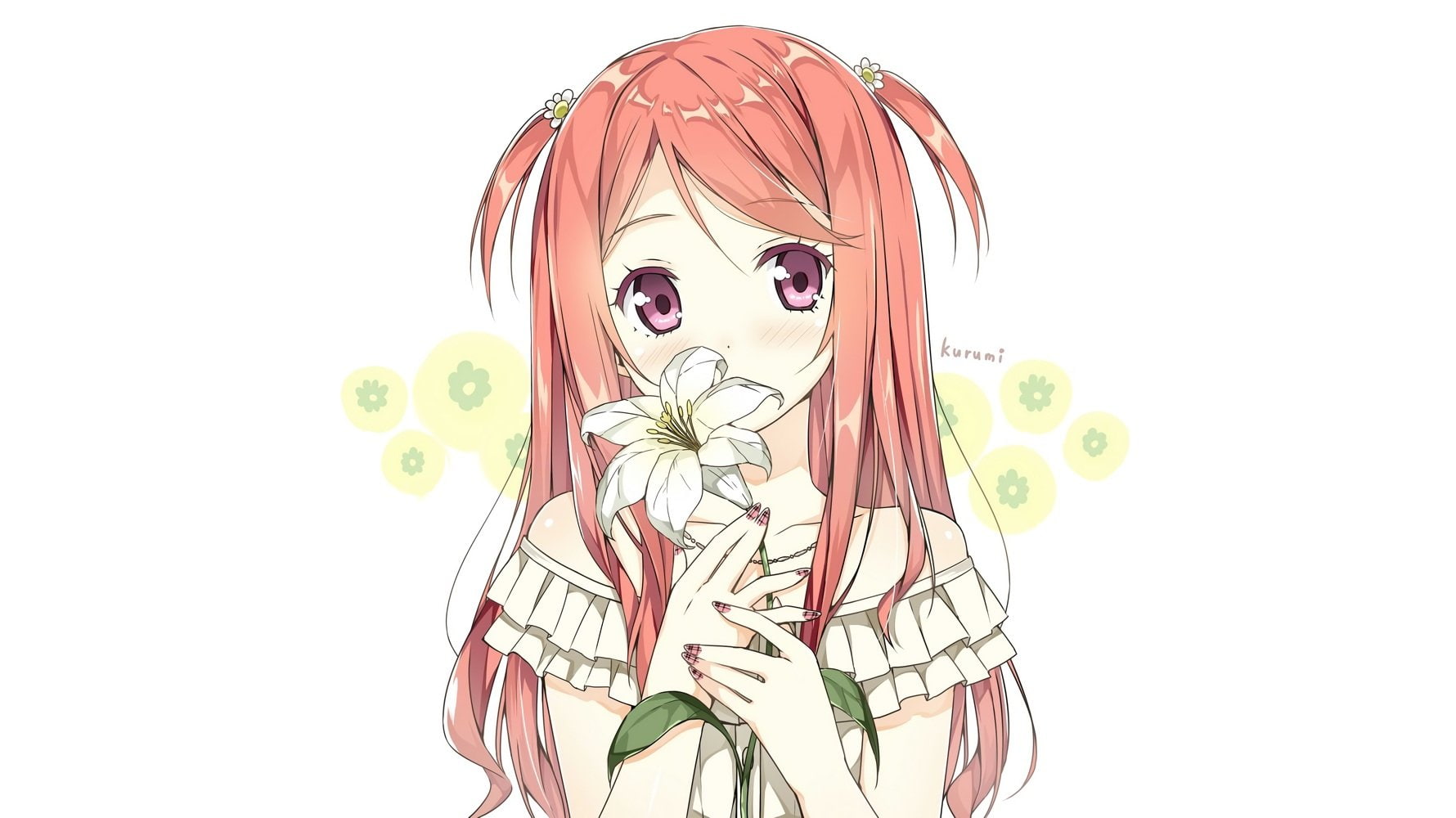 (freedom), (kantoku), blush, eyes, flowers, hair, kurumi, long
