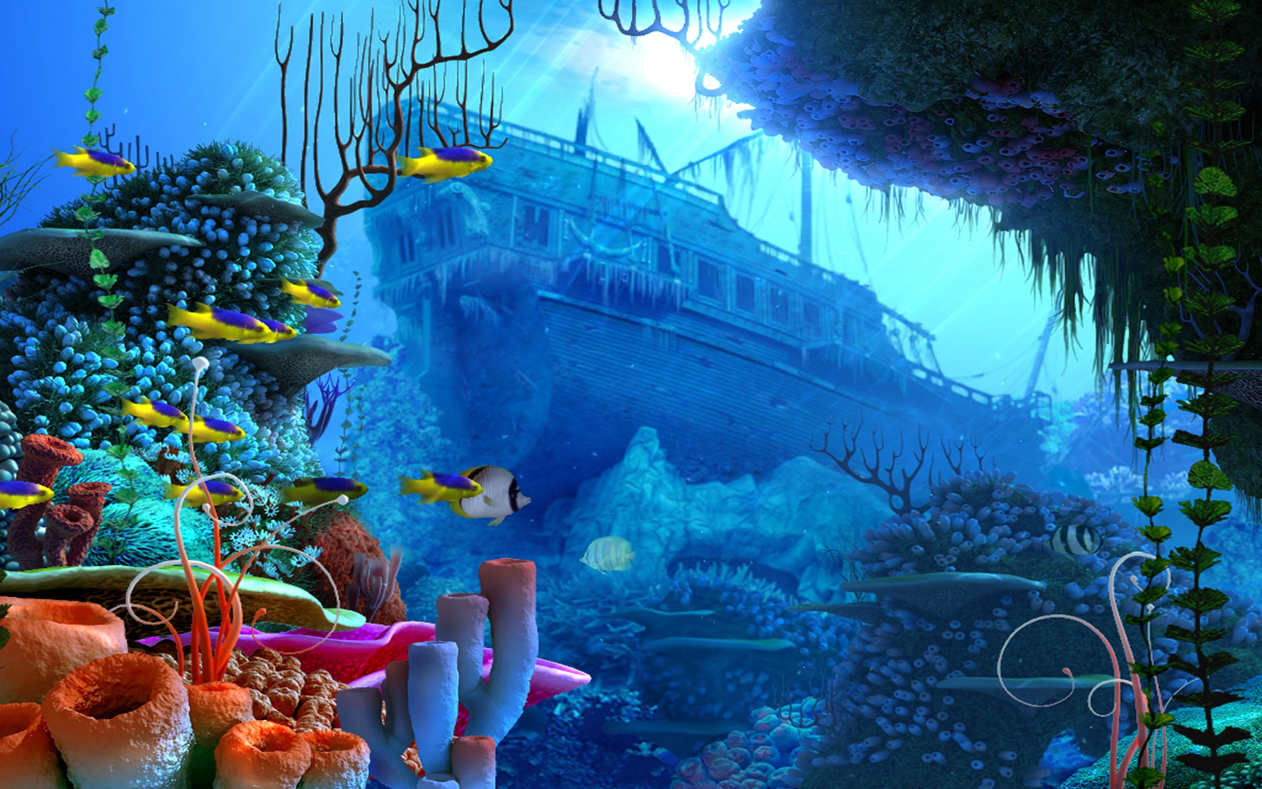 fantasy art, fish, underwater, wreck