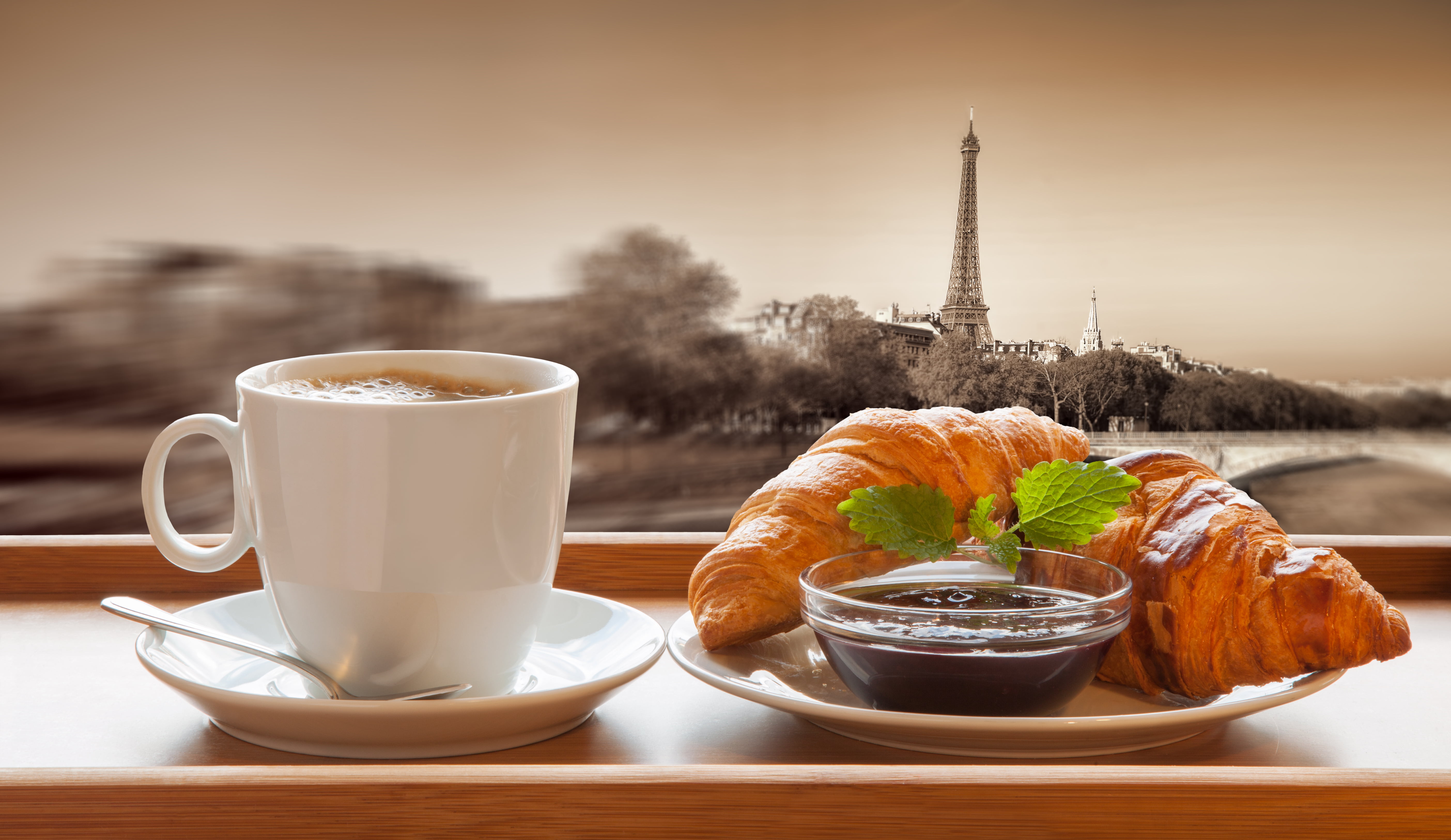 Food, Breakfast, Chocolate, Coffee, Croissant, Cup, France