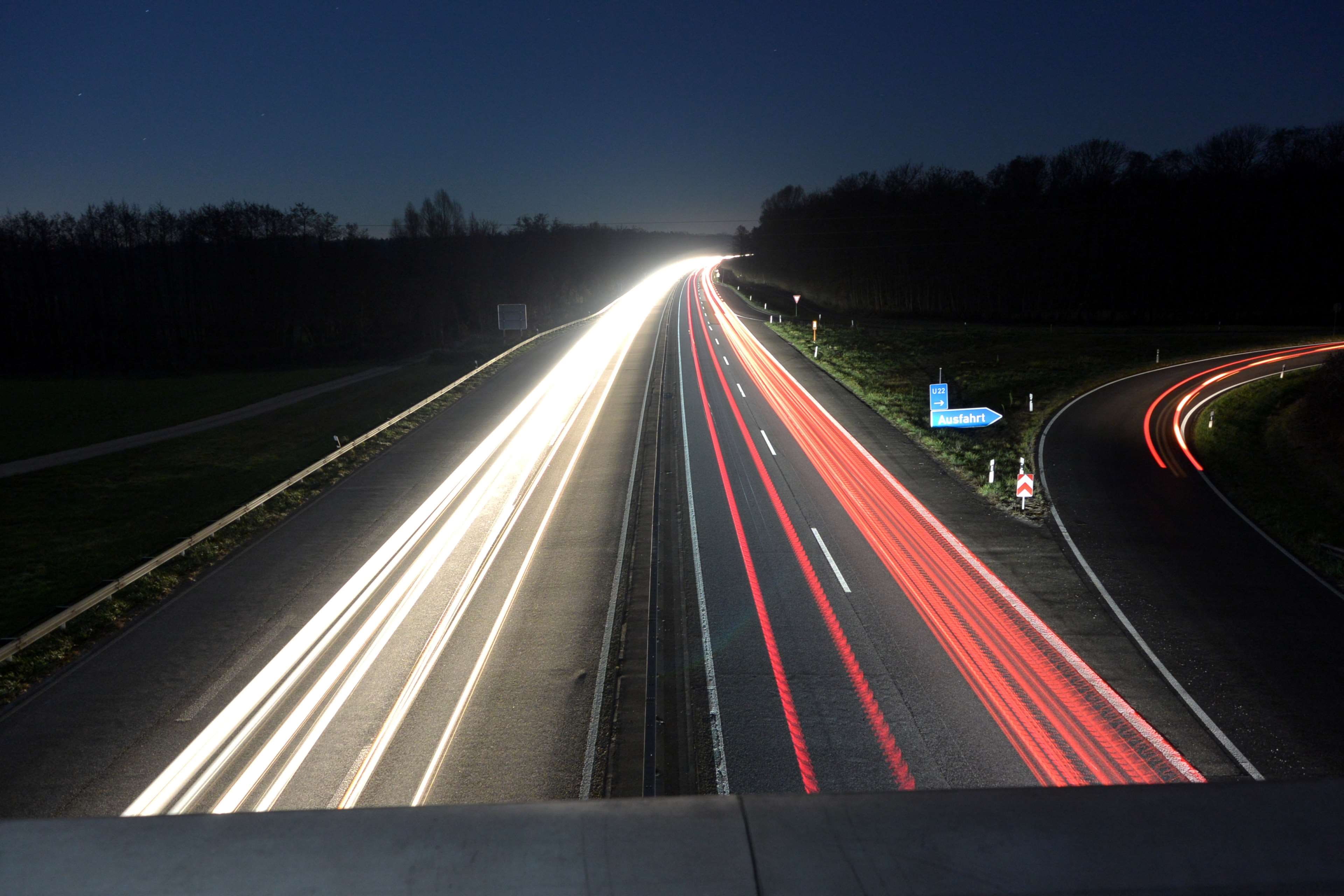 asphalt, auto, blur, cars, dark, drive, evening, expressway