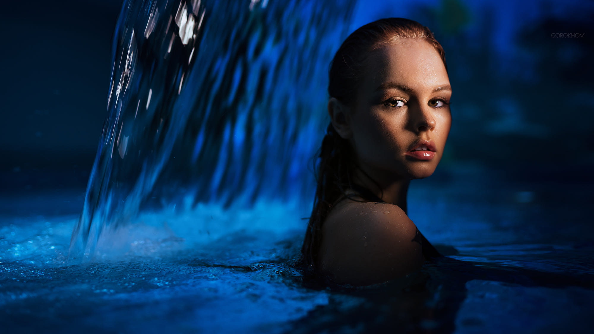 Anastasia Scheglova, swimming pool, women, face, Ivan Gorokhov