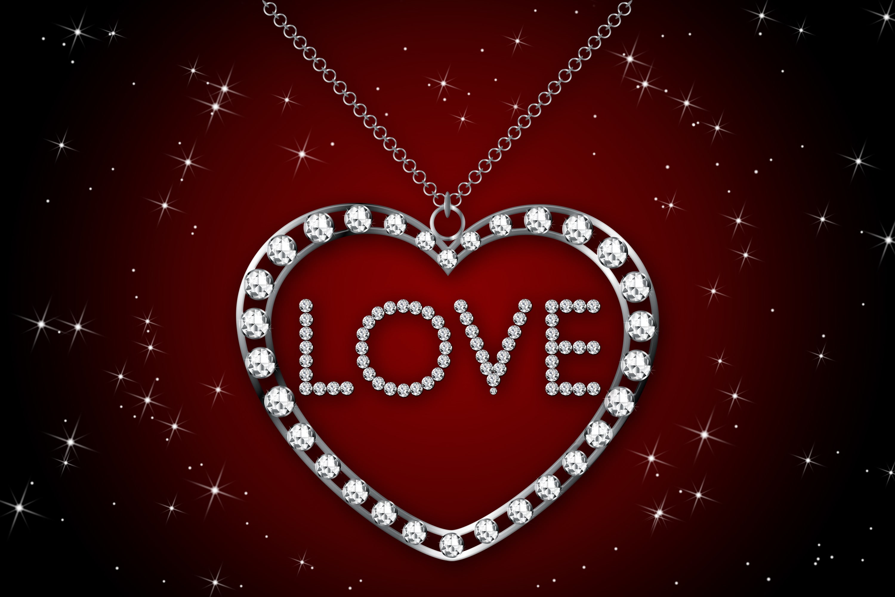 I love you, Diamonds, silver diamond heart pendant necklace, brilliant