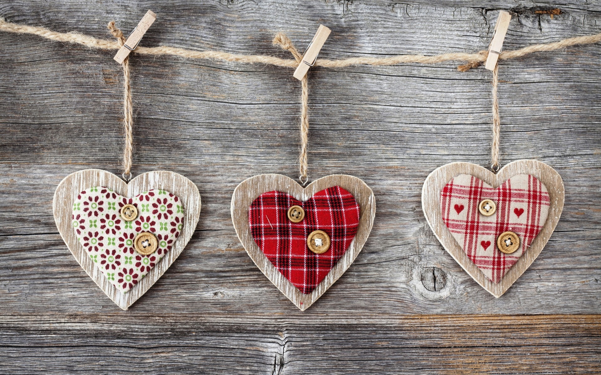bokeh, buttons, clothespins, day, fabric, heart, hearts, love