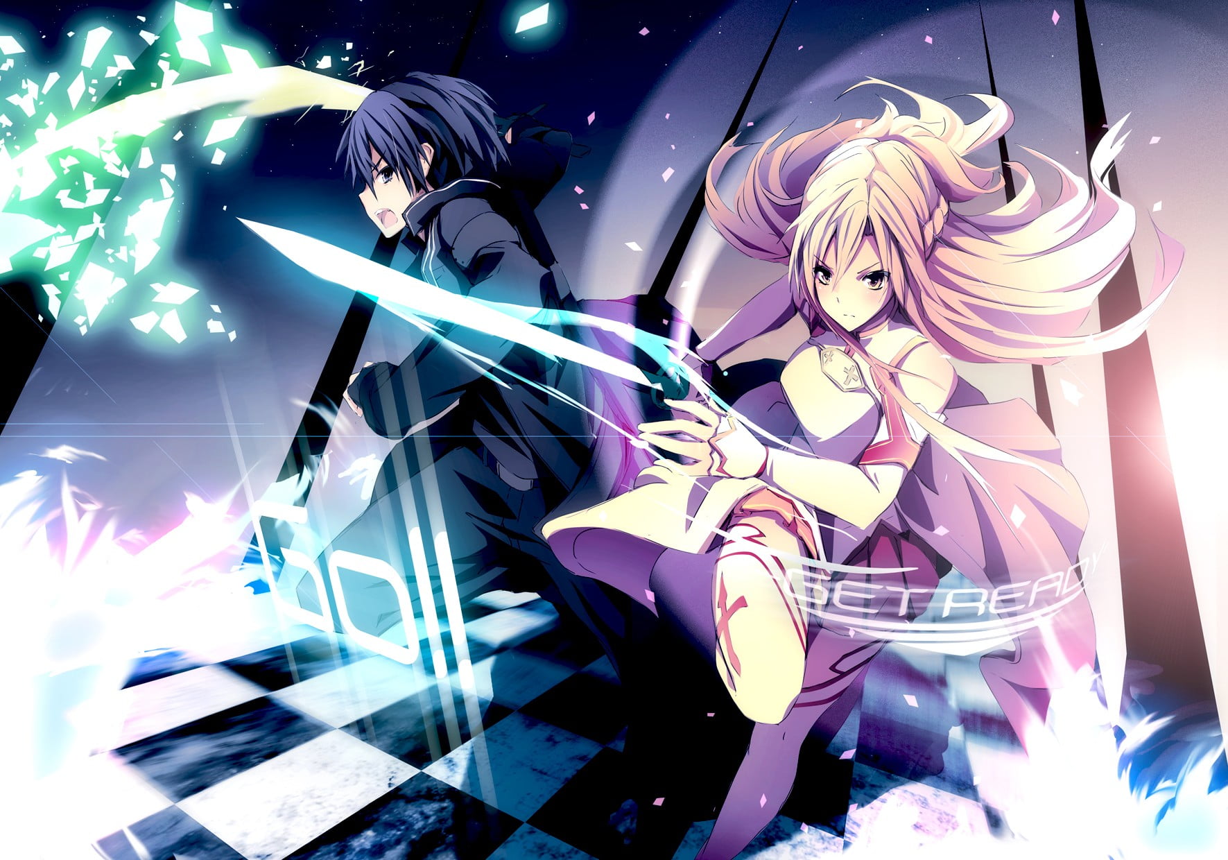 Sword Art Online Asuna and Kirito wallpaper, anime, anime girls