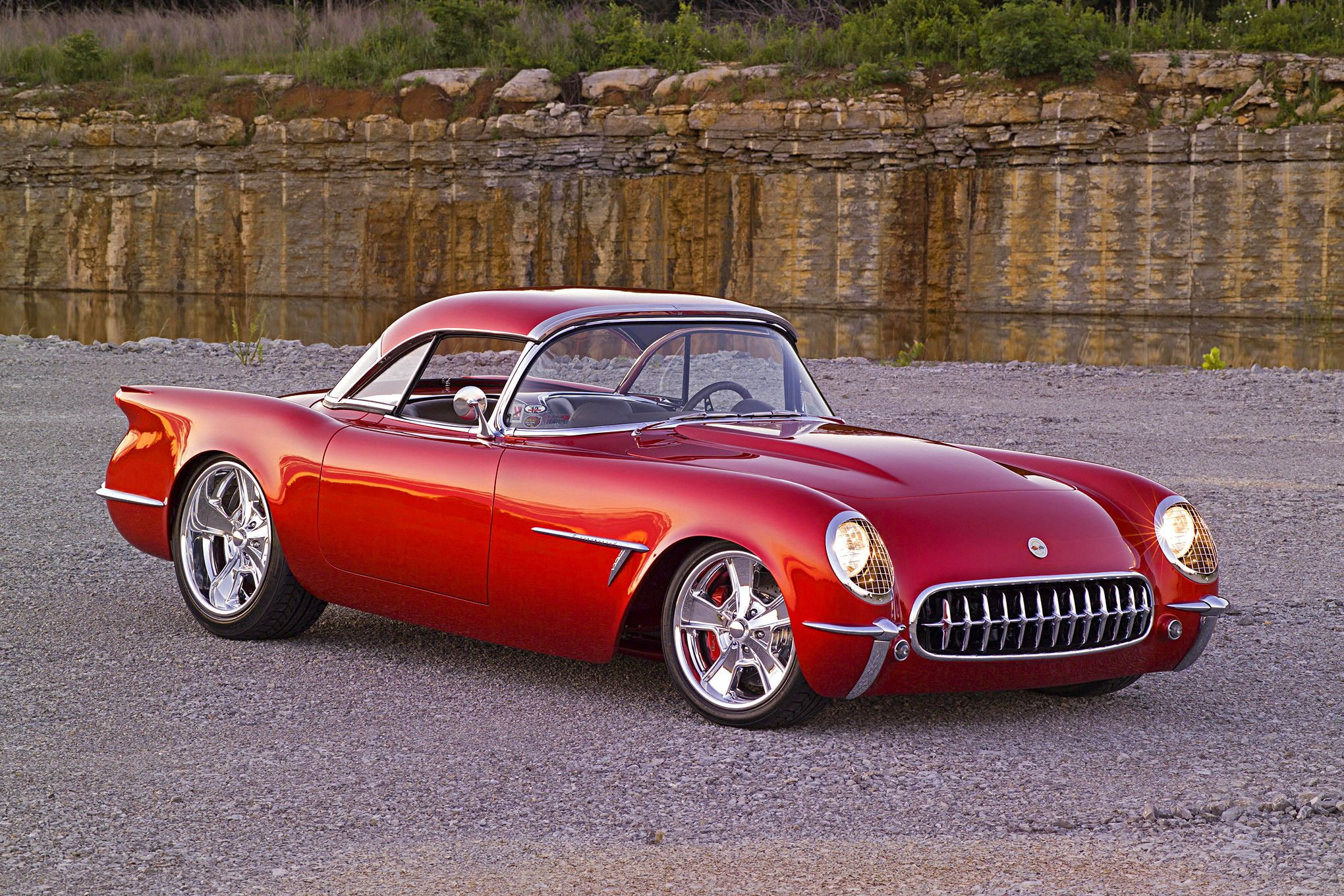 1954, auto, automobile, car, chevrolet, corvette, custom, hot