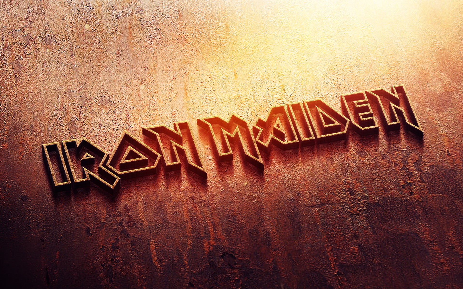 Iron Maiden digital wallpaper, metal, logo, rust, heavy metal