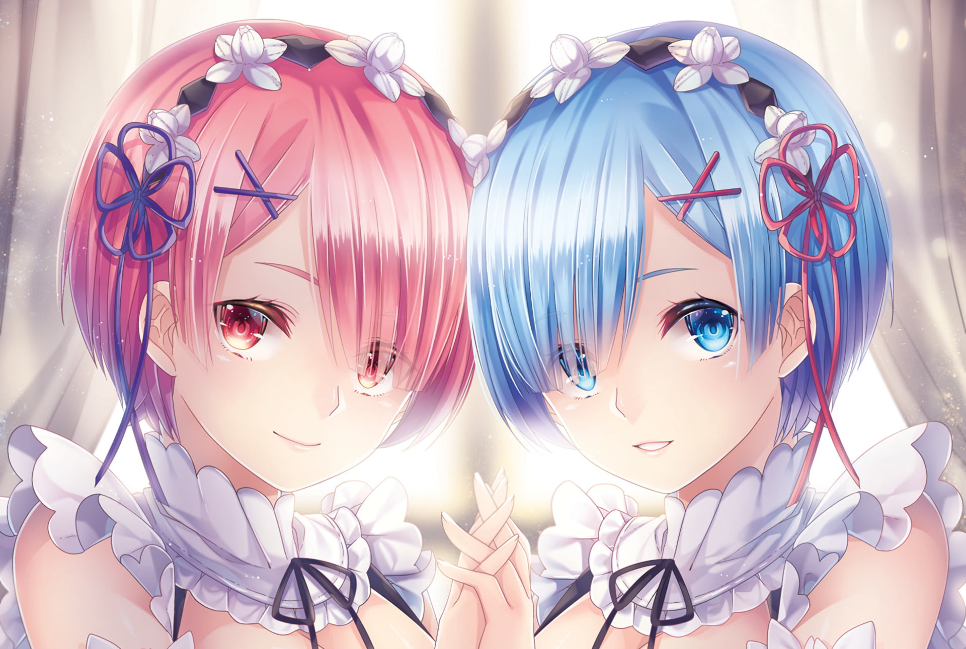 red and blue haired female anime character illustrations, Re:ZERO -Starting Life in Another World-