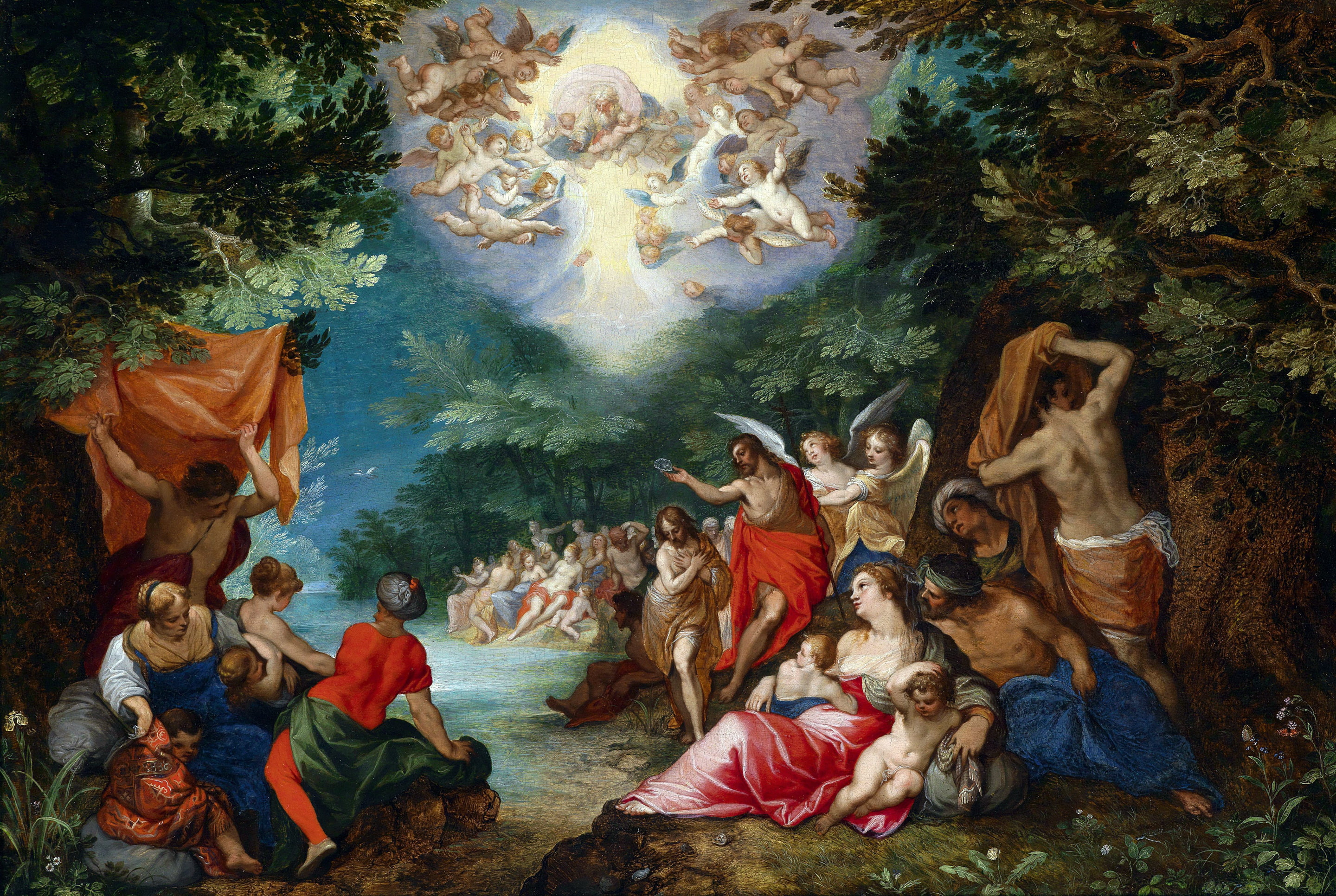 picture, religion, mythology, Jan Brueghel the elder, The Baptism Of The Lord