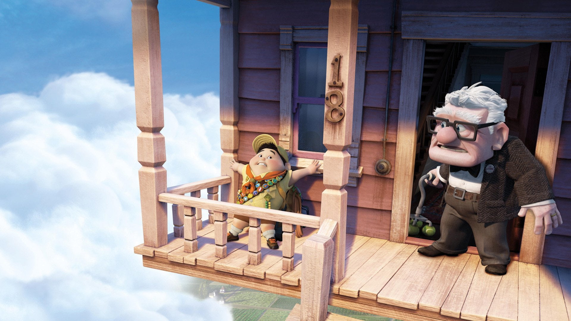 Movie, Up, Carl Fredricksen, Russell (Up), two people, day