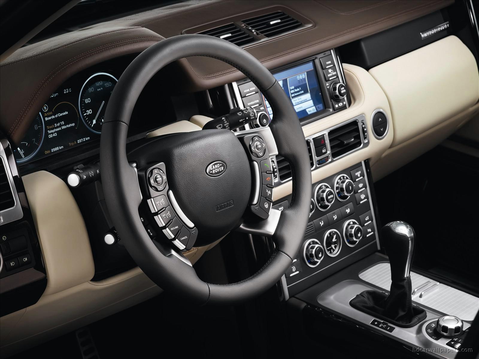 2010 Land Rover Range Rover Interior, black land rover steering wheel