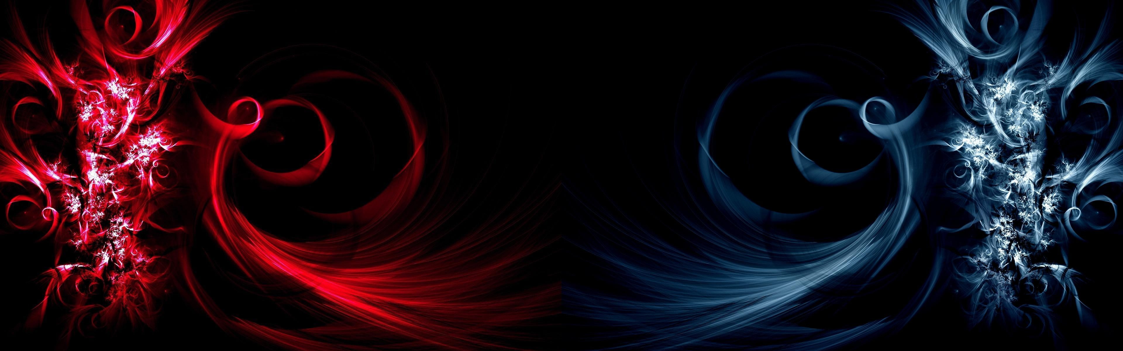 digital art, fire, ice, abstract, shape, motion, red, black background