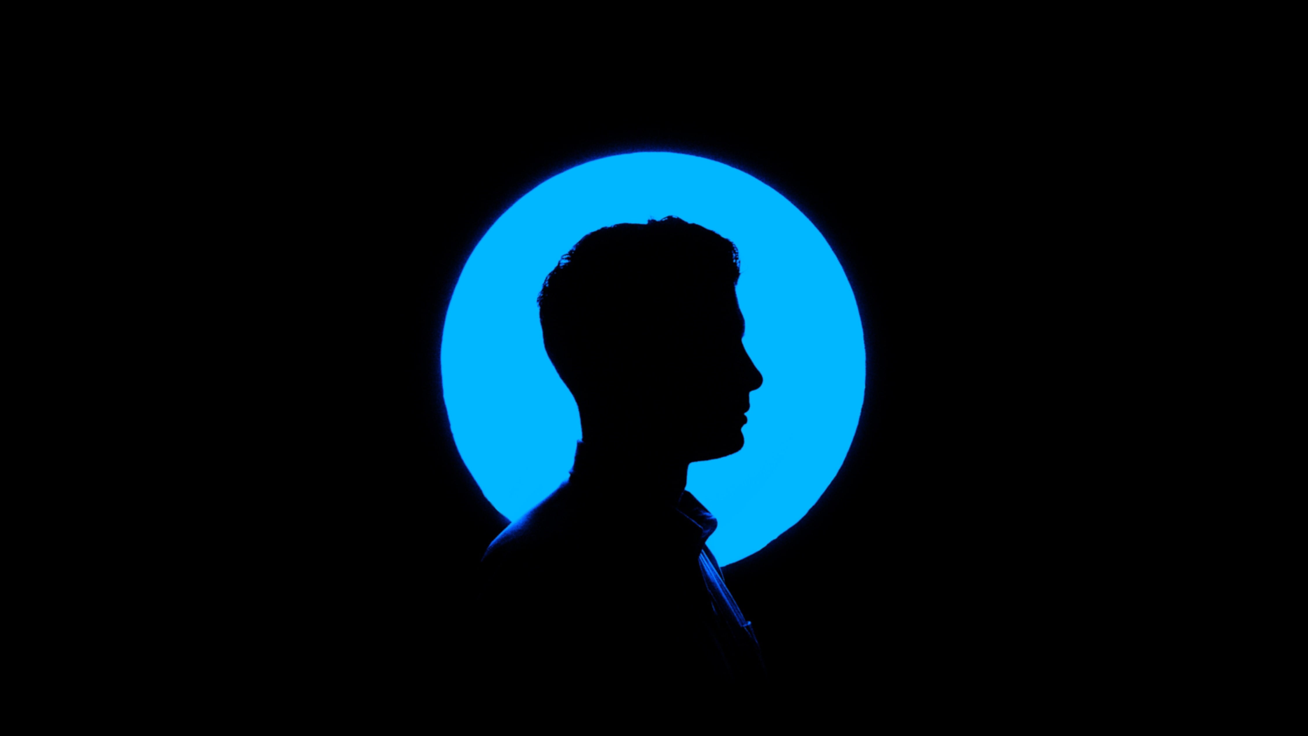 Man, Profile, Silhouette, Circle, one person, copy space, night