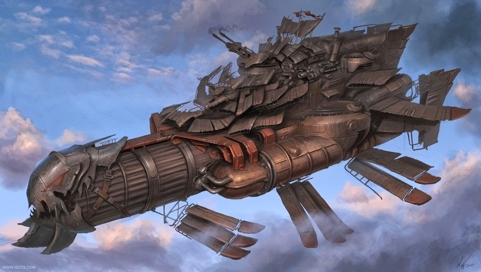 Marauders Airship, steampunk airship, ISOTX, fantasy art, vehicle
