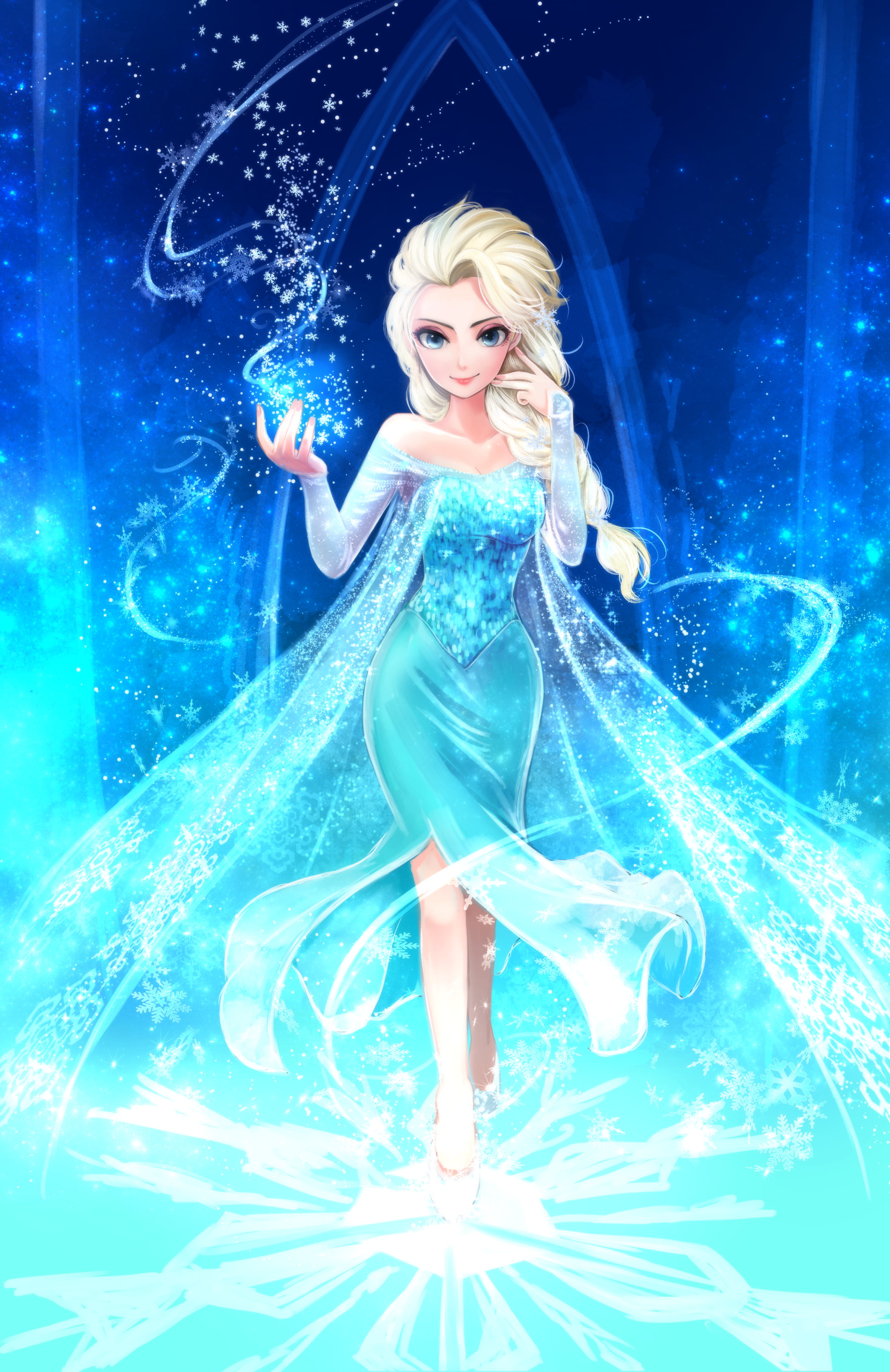 cartoon, Frozen (movie), fan art, Princess Elsa, women, one person