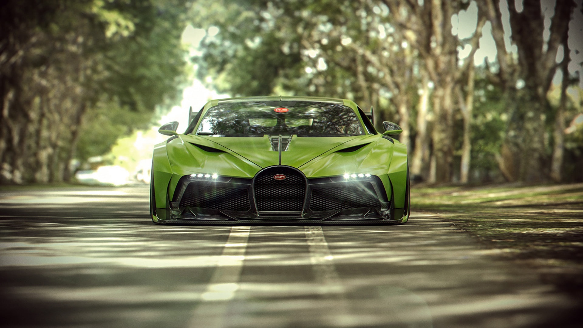 road, car, green cars, Bugatti, vehicle, Bugatti Divo, motor vehicle