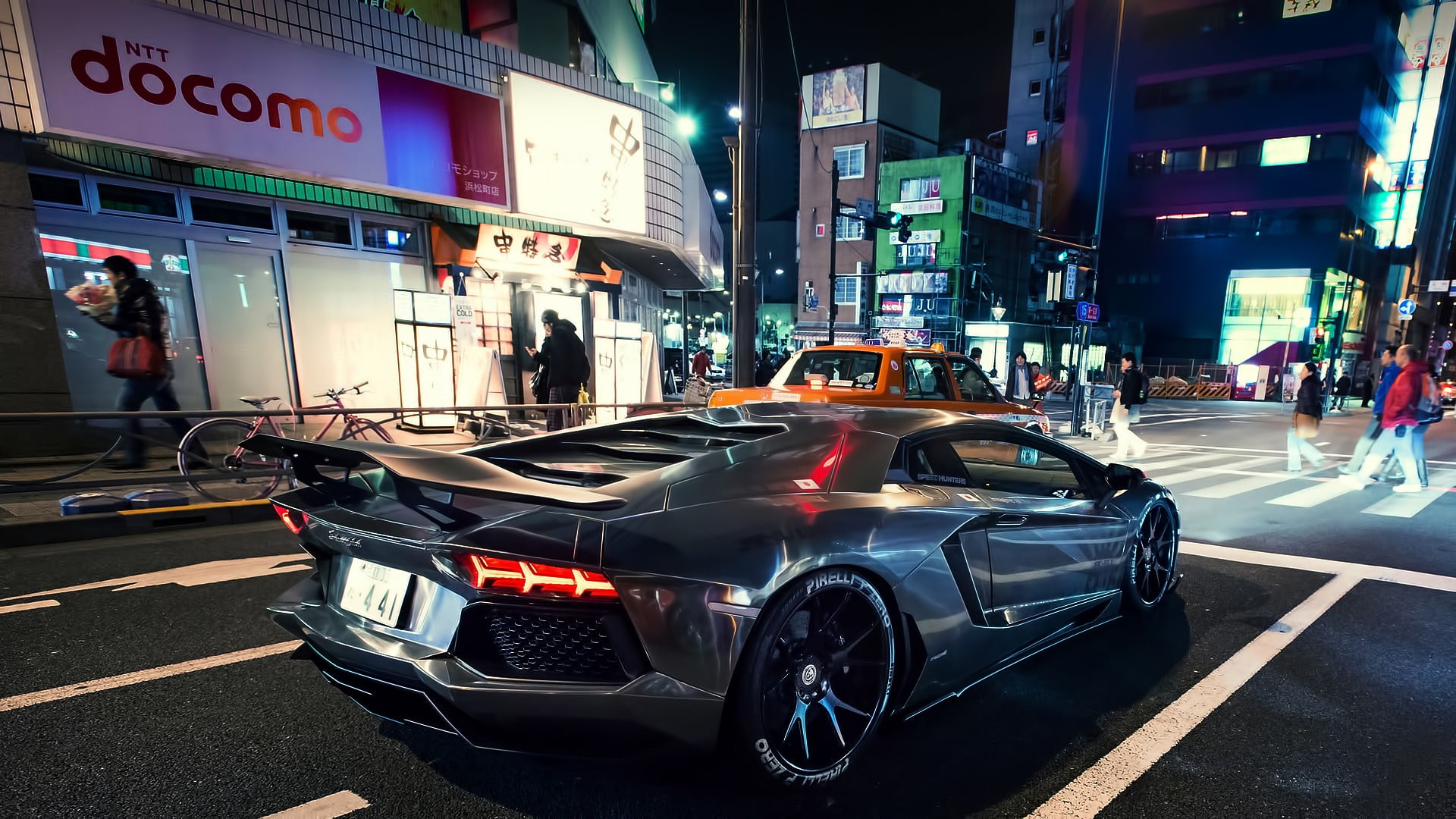 gray Lamborghini Aventador coupe, car, city, transportation, motor vehicle