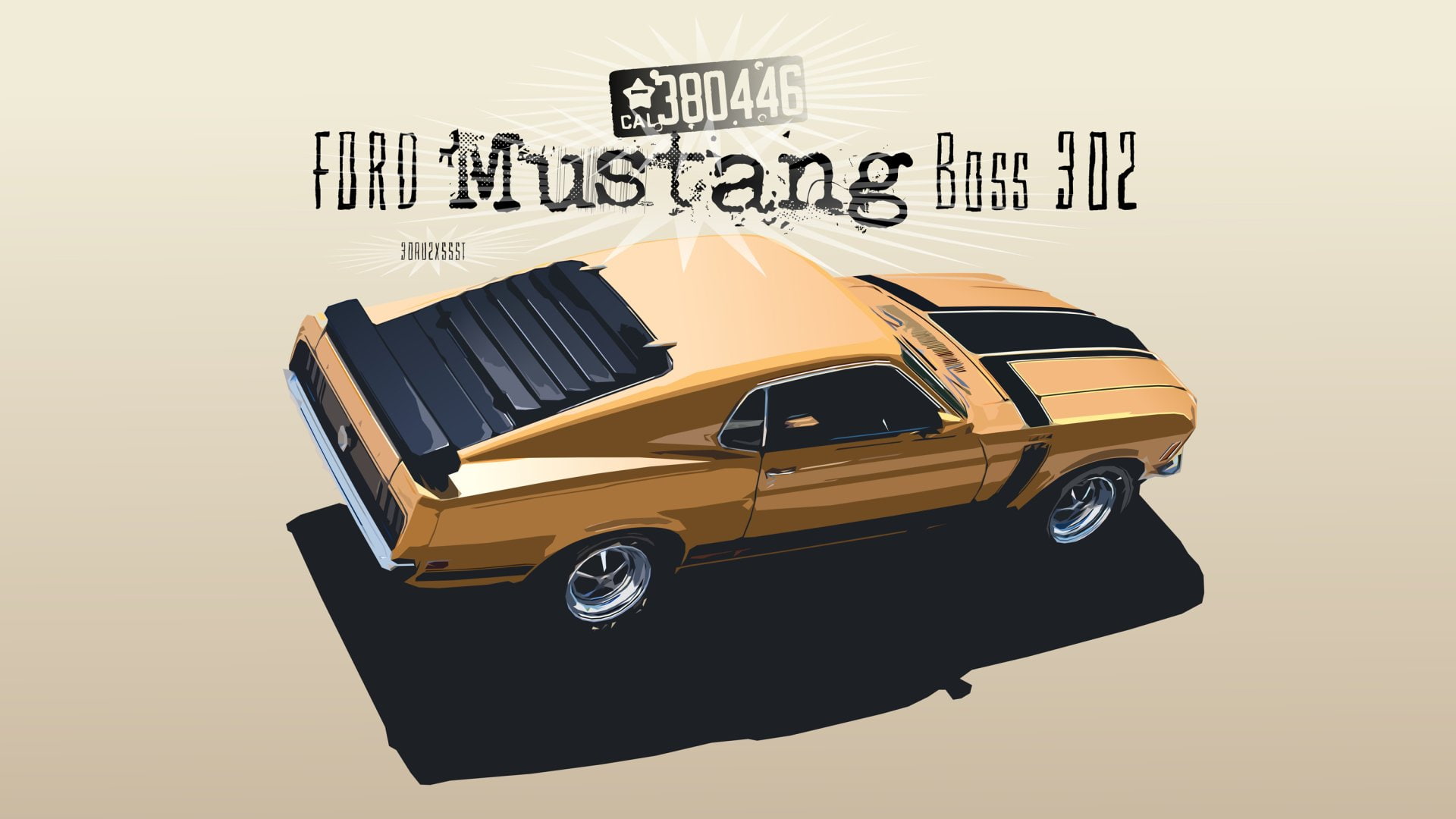 Ford, Ford Mustang Boss 302, Artistic, Car, Digital Art, Race Car