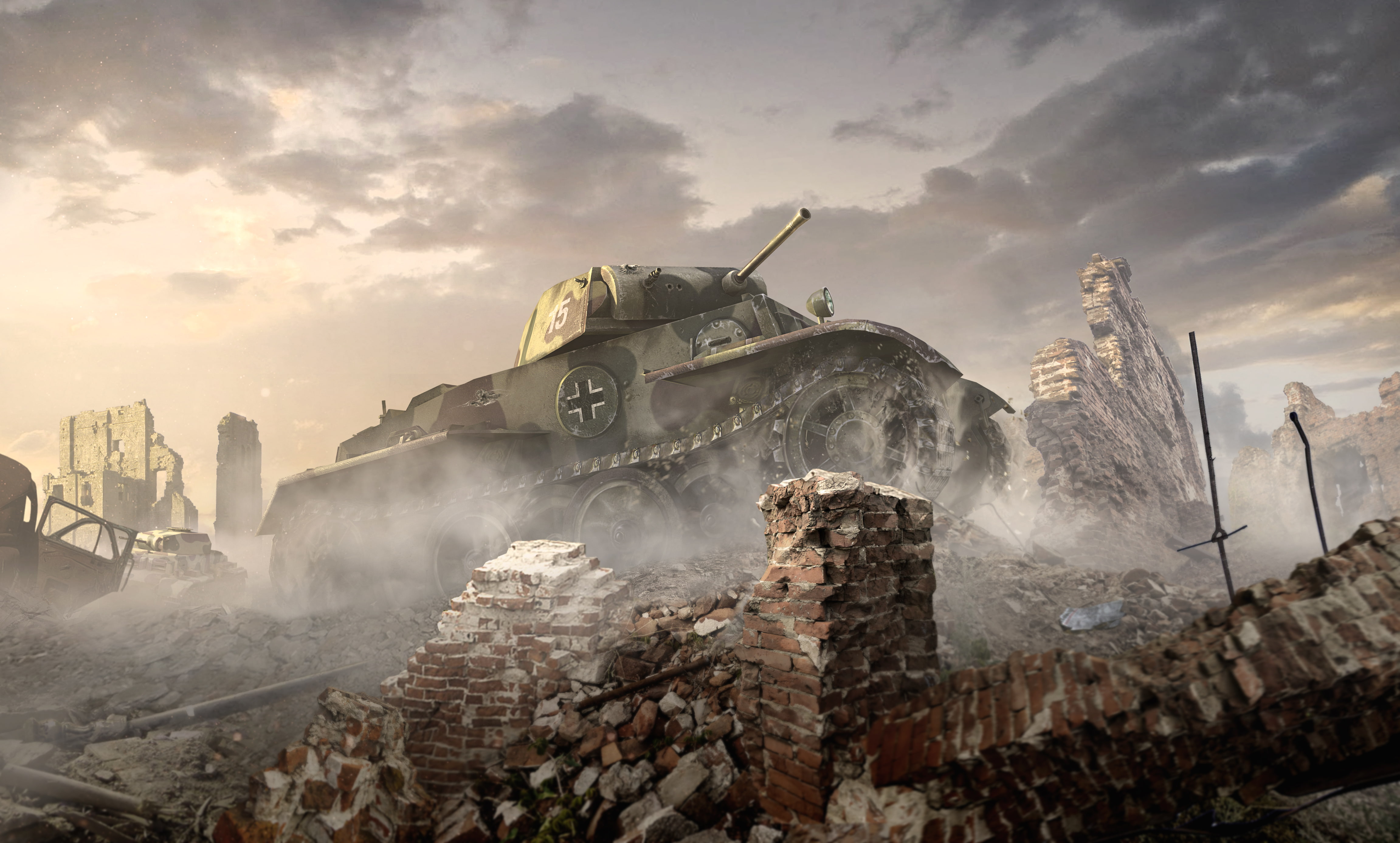 gray and green army tank wallpaper, The sky, Clouds, Dust, Smoke