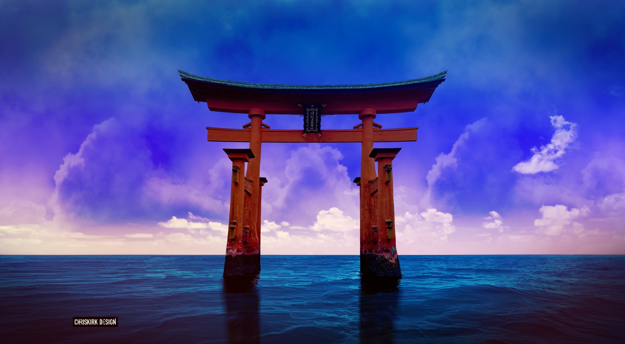 Torii, brown wooden arch, Aero, Creative, landscape, asia, japon