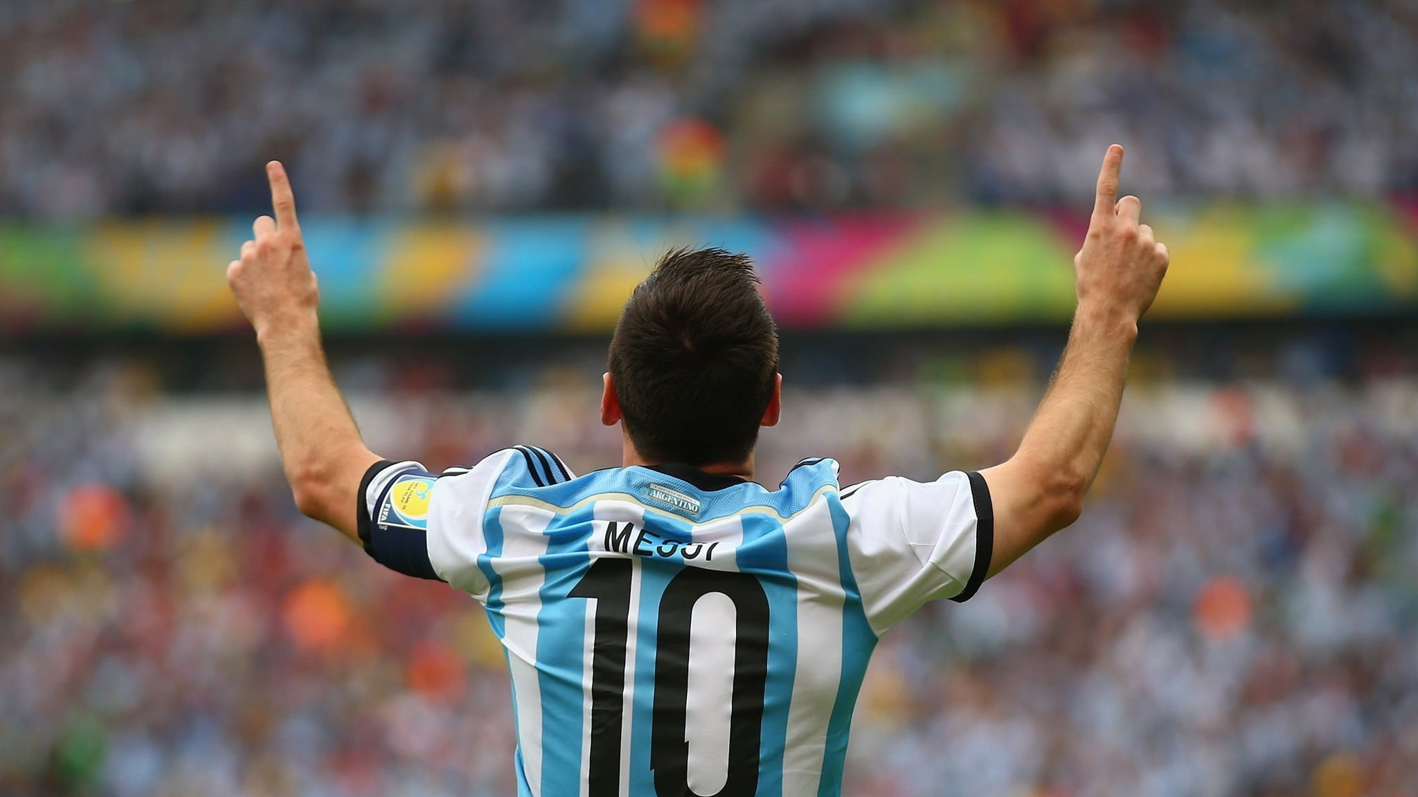 Lionel Messi 10, Argentina, soccer, men, sport, human arm, arms raised
