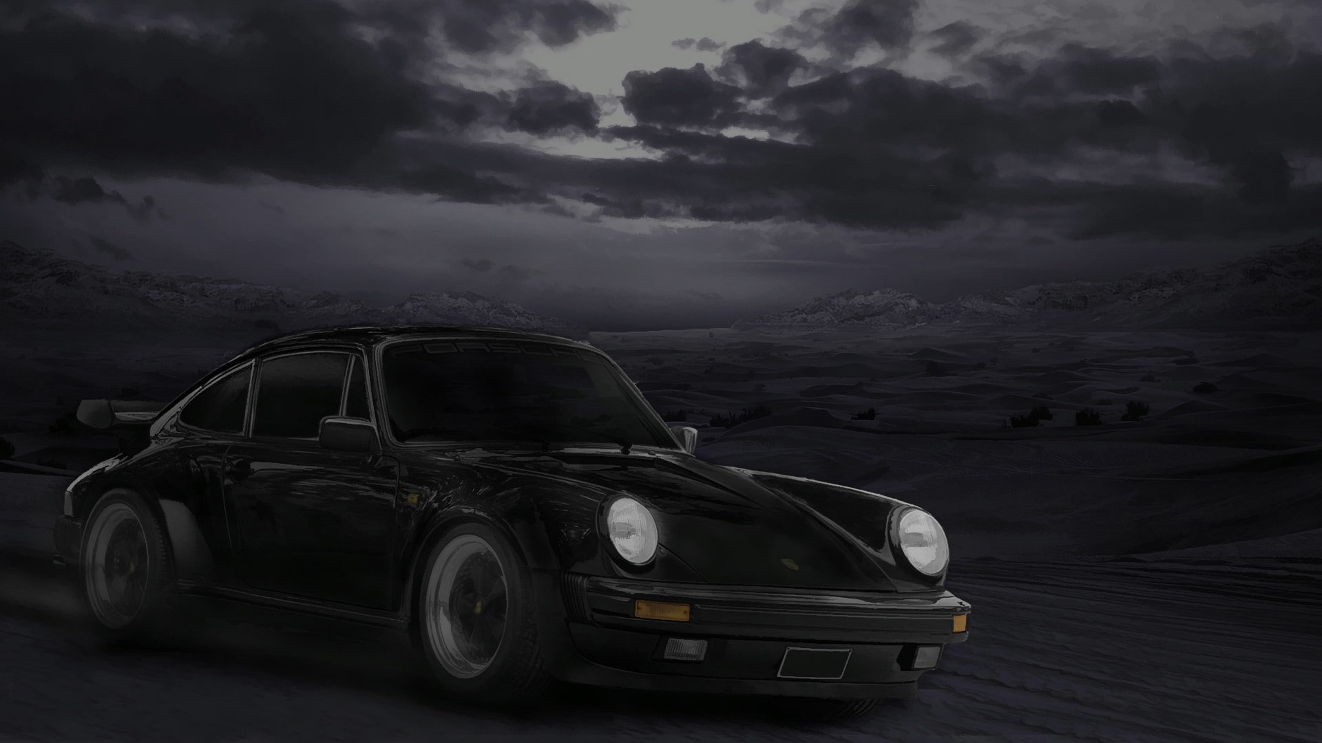 clouds porsche desert sport cars porsche 930 turbo 1920x1080  Nature Deserts HD Art