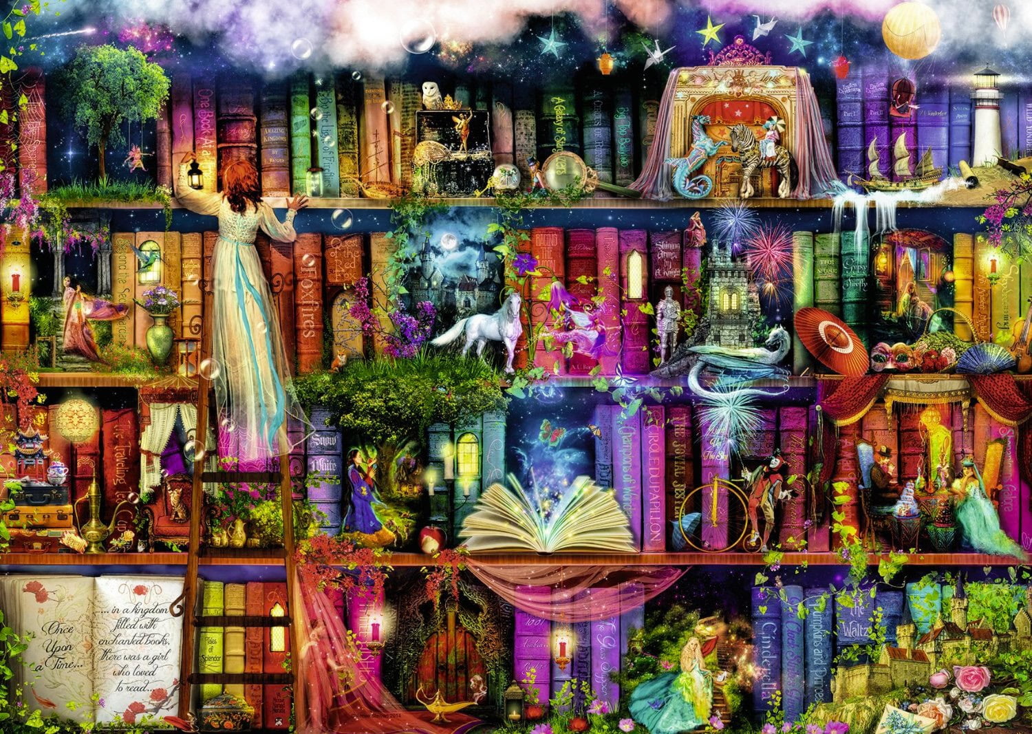 books, pretty, art, fantasy, library, digital, multi colored