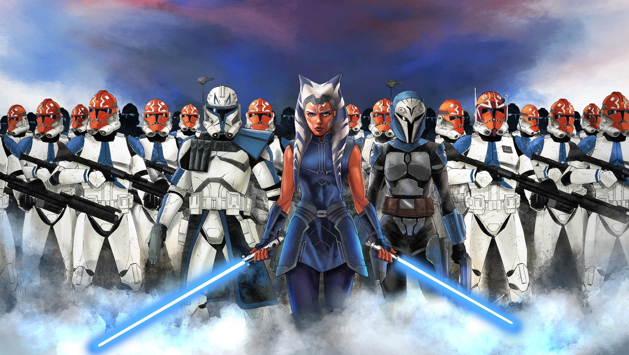 Star Wars, lightsaber, Captain Rex, clone trooper, The Clone Wars