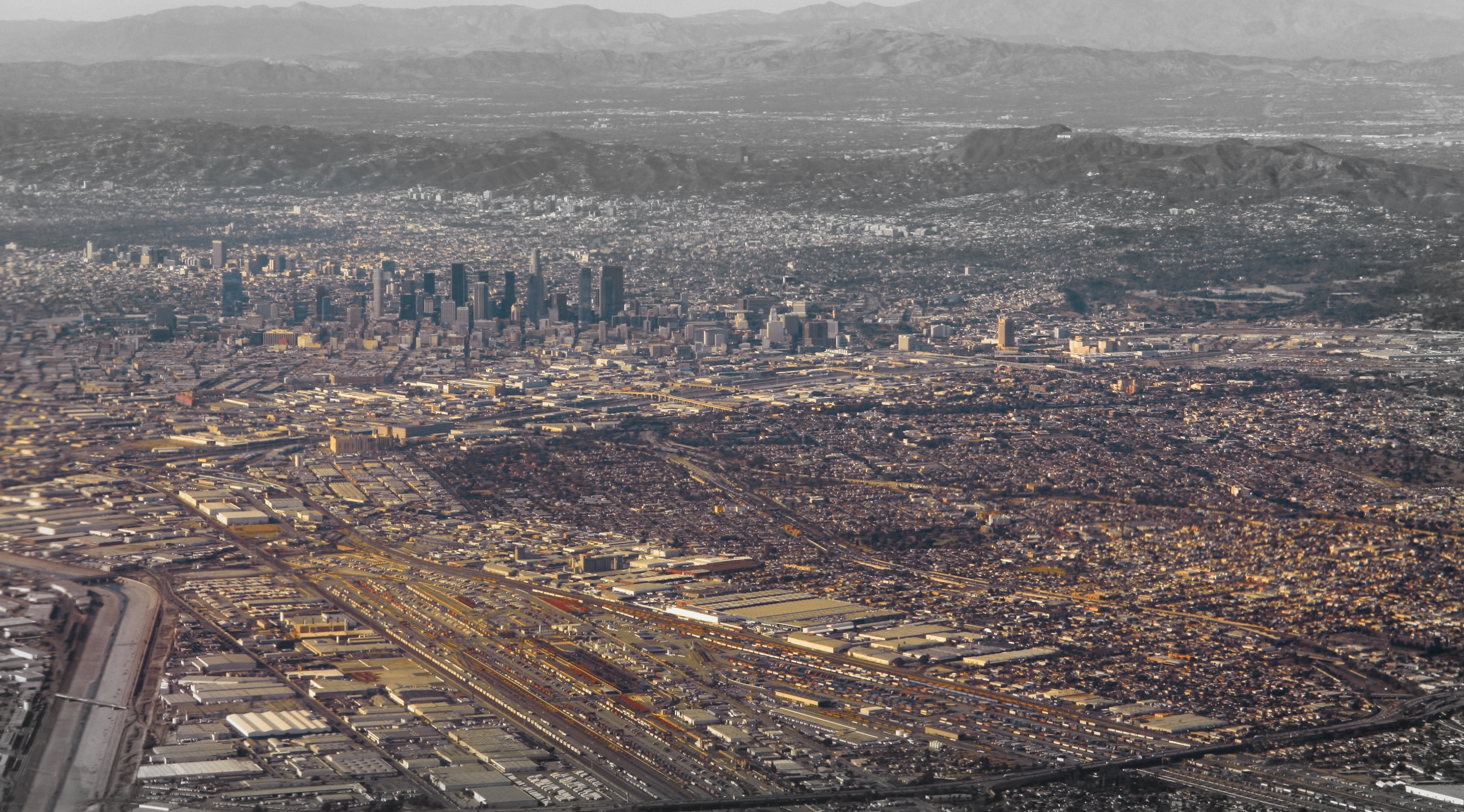 Aerial Photography Downtown Los Angeles, aerial photo of city