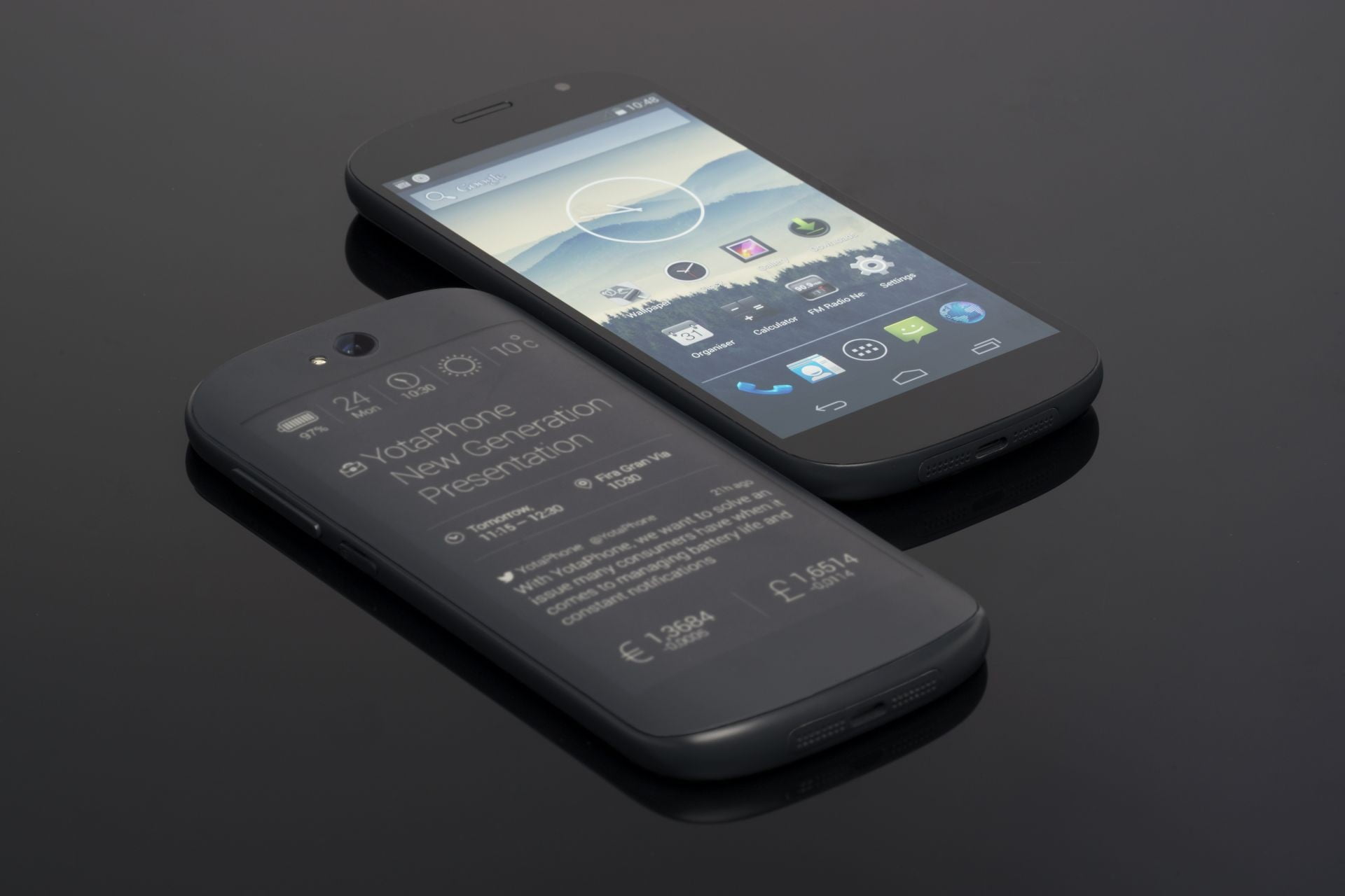 black Android smartphone, yotaphone 2, russian lte-smartphone