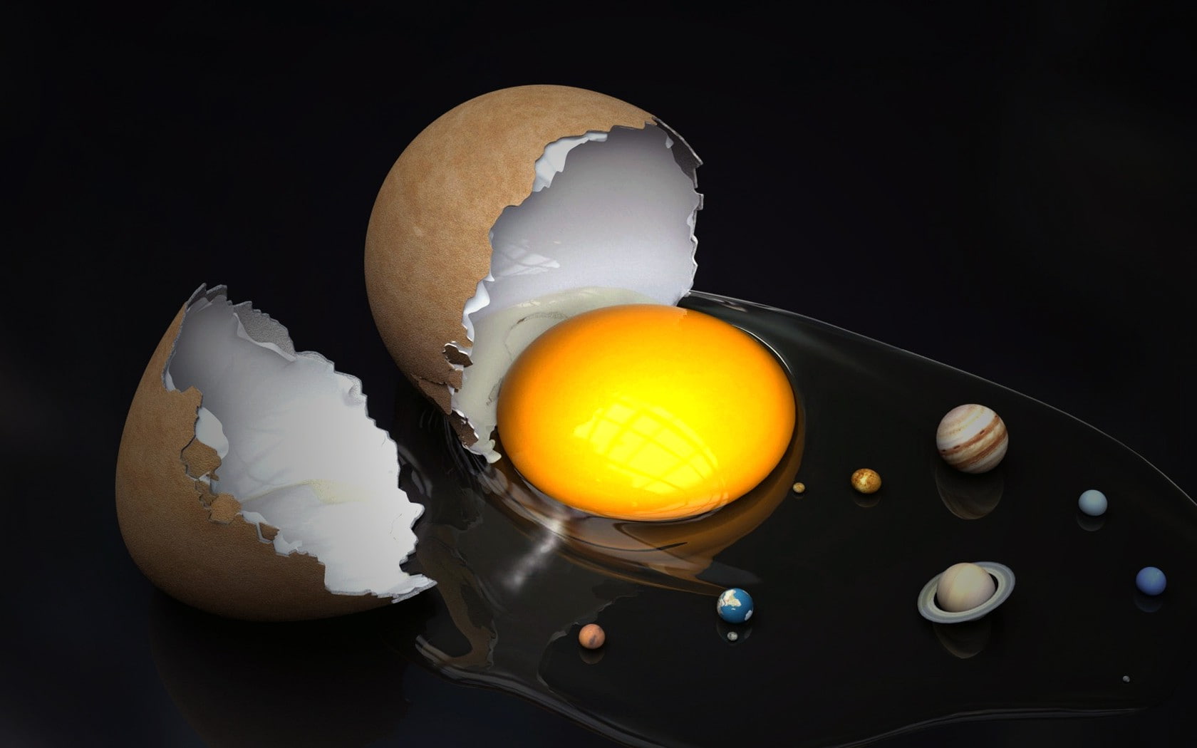 abstract, eggs, planet, solar system, sun, shell, egg yolk