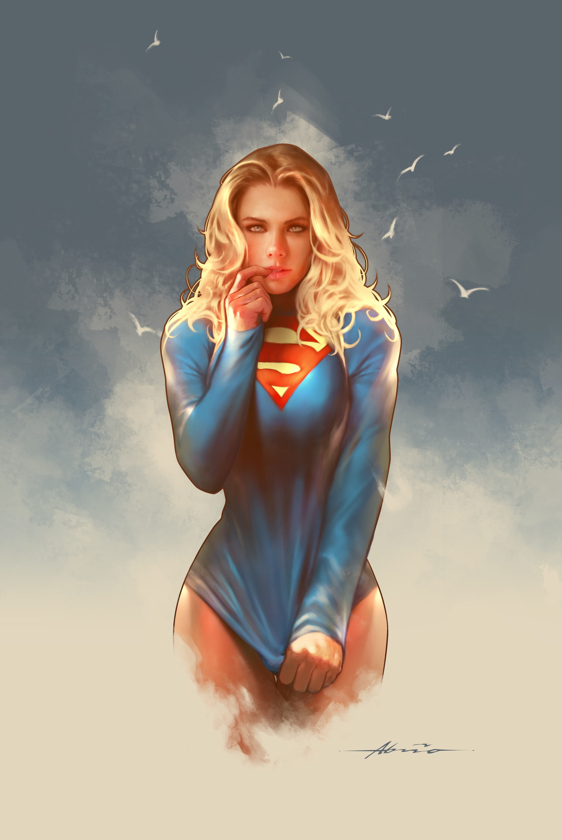 Supergirl, comic art, women, digital art, fan art, DC Comics