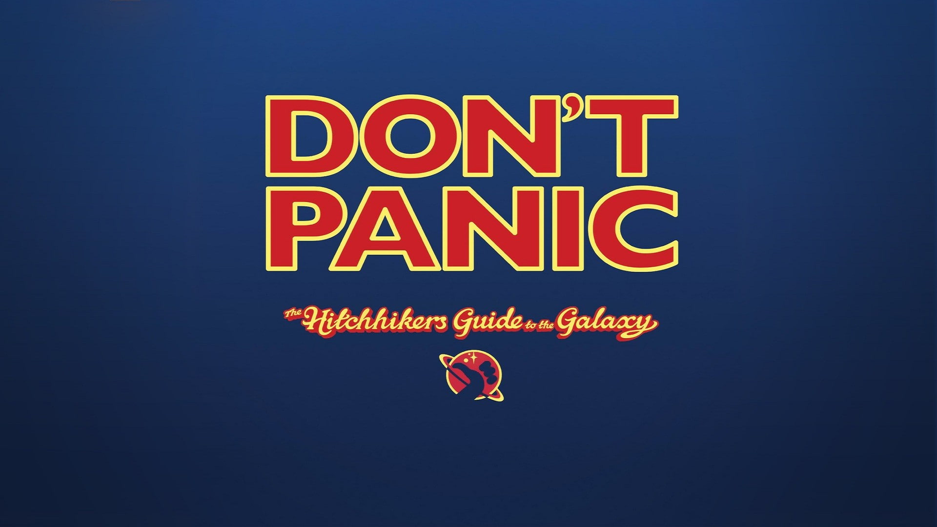 The Hitchhiker's Guide to the Galaxy, typography, blue background